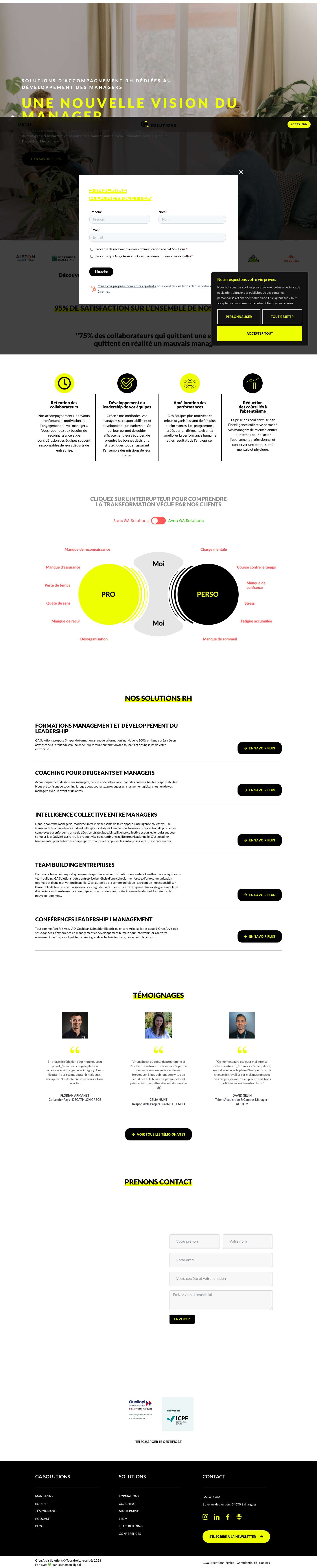 Consultant Expert en Management et RH | Formation Leadership & Coaching Dirigeants - GA Solutions - Full Screenshot