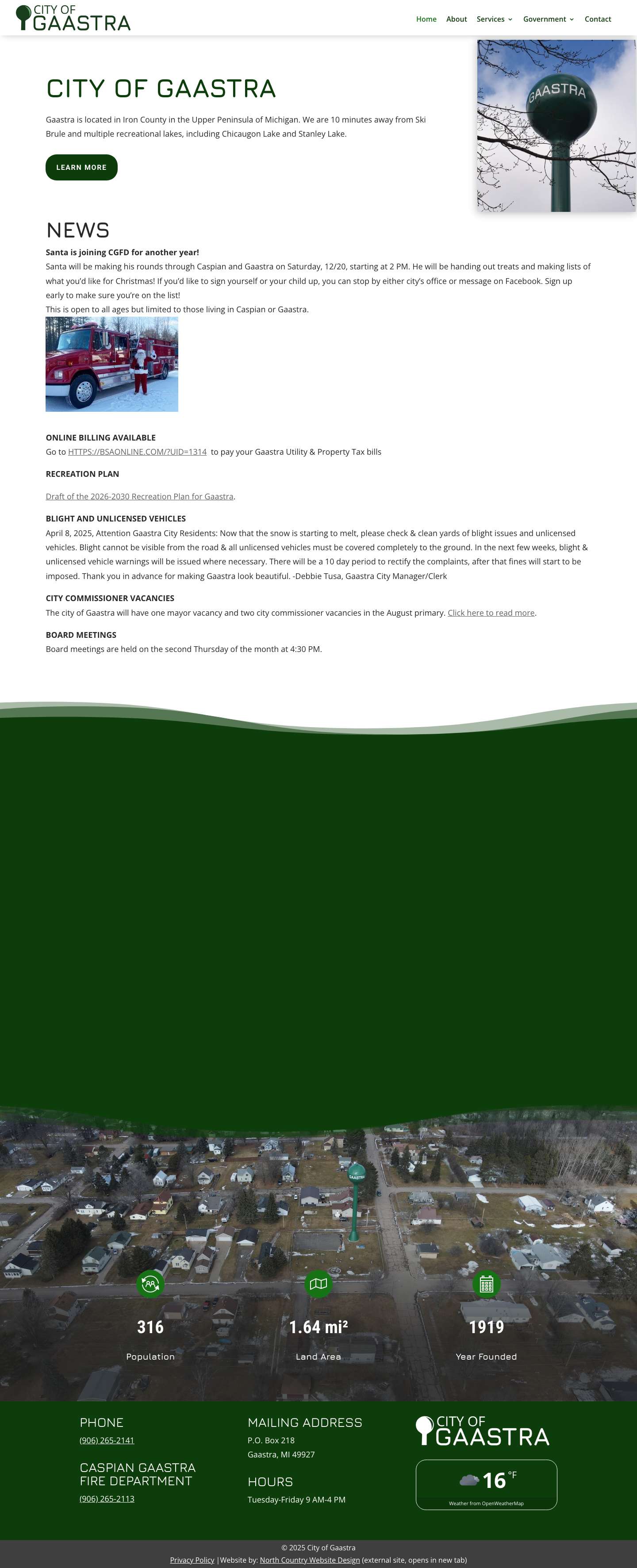 Home - City of Gaastra, Upper Peninsula of Michigan - Full Screenshot