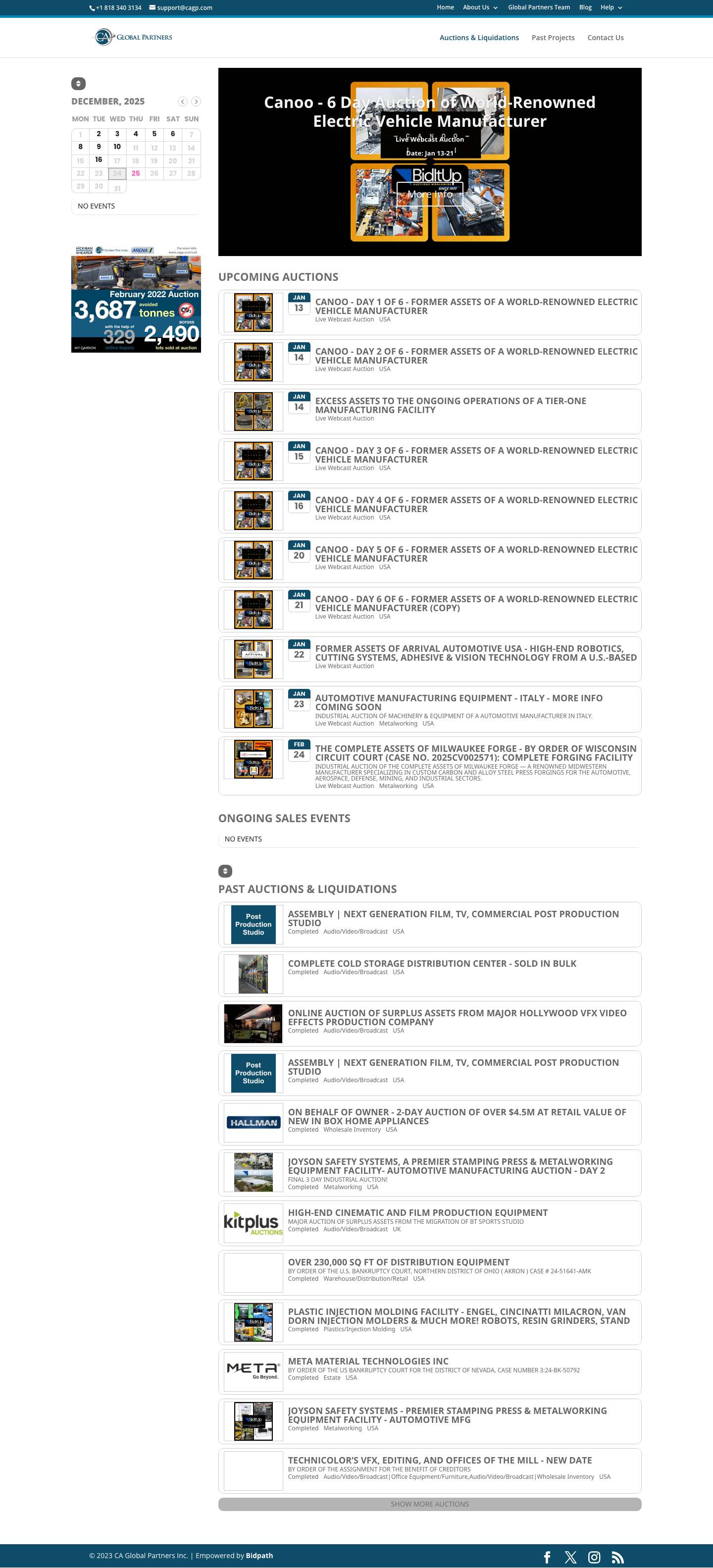 CA Global Partners | Auctions & Liquidations - Full Screenshot