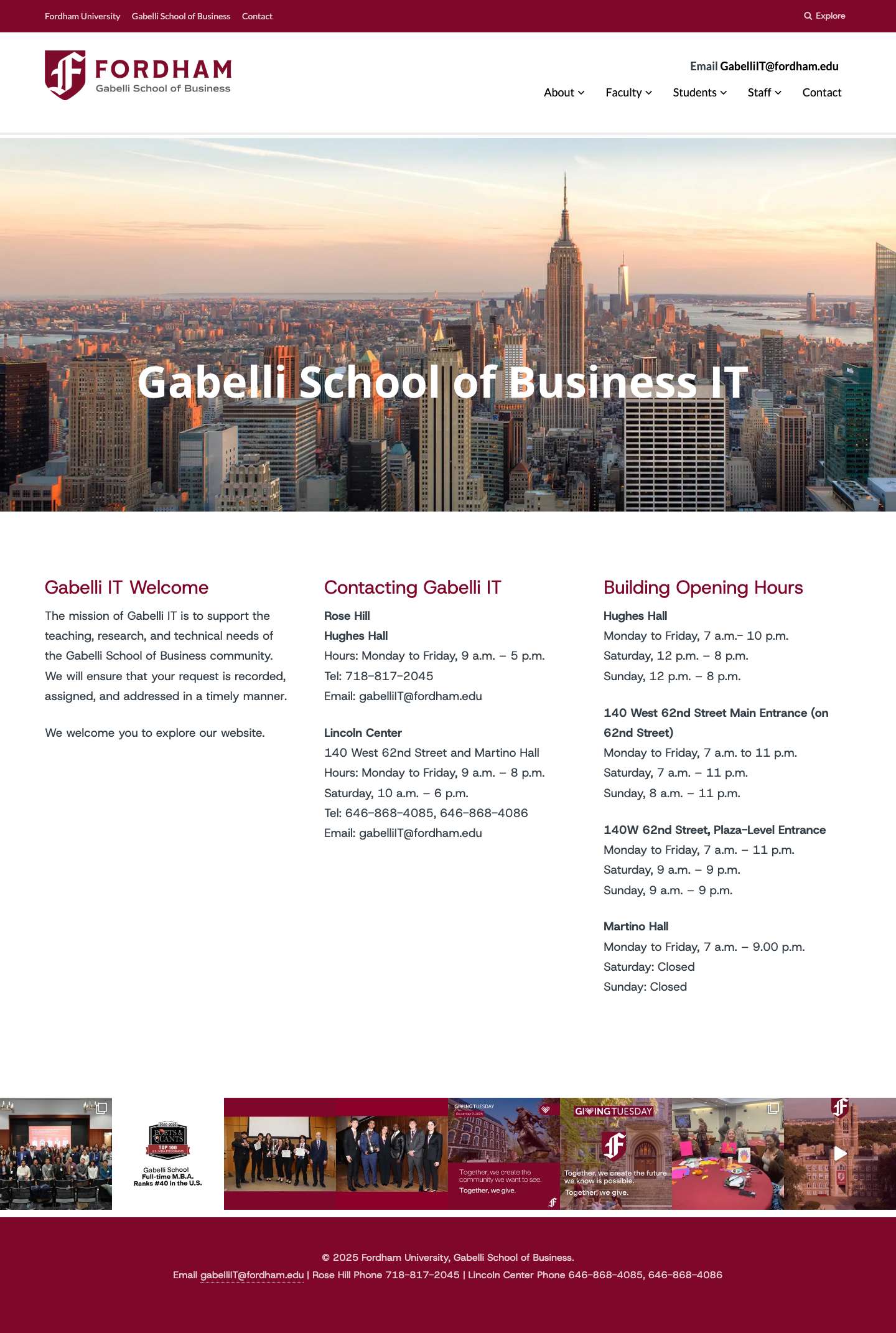 Gabelli IT Homepage - Gabelli School of Business Information Technology - Full Screenshot
