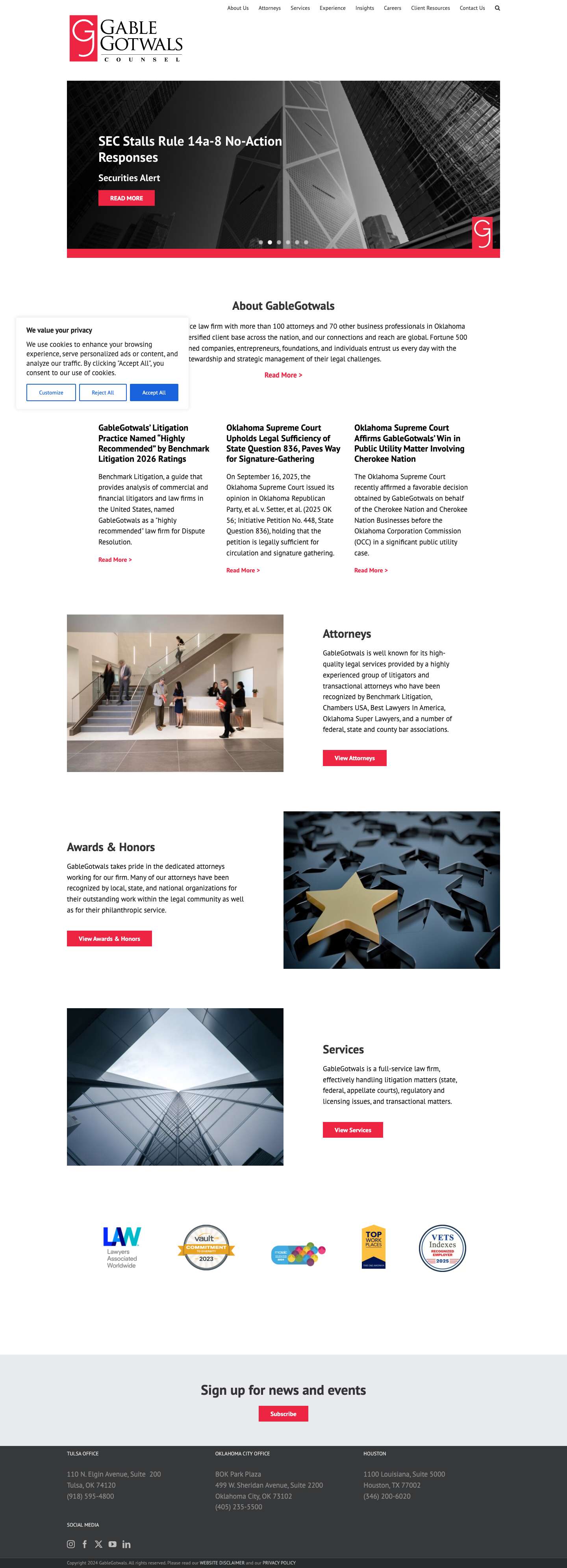 Attorneys at Law - GableGotwals - Full Screenshot