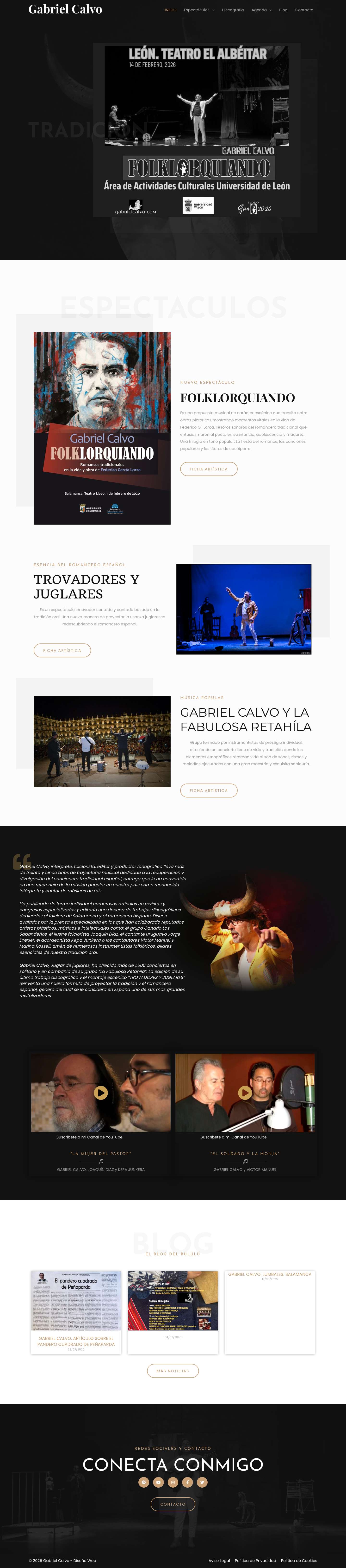 Gabriel Calvo, Trovador, Juglar y Bululú Español en Salamanca - Full Screenshot