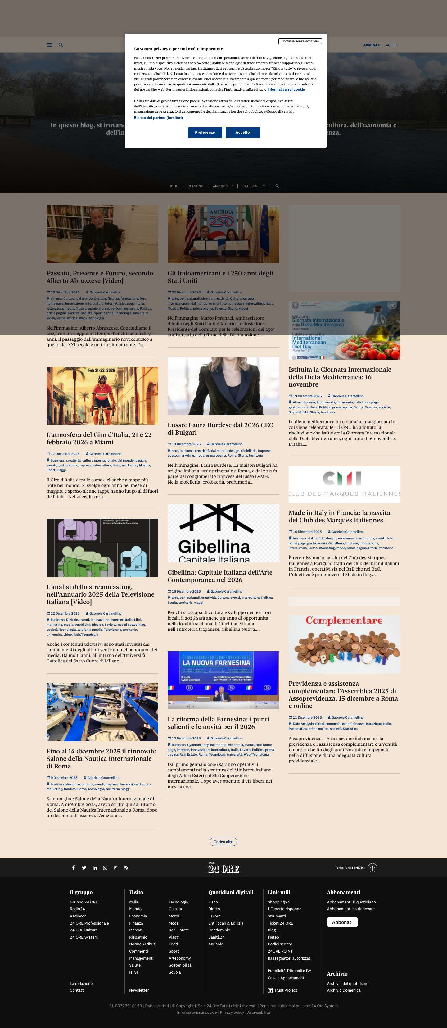 In cerca di idee | Blog di Gabriele CaramellinoIn cerca di idee - In questo blog, si trovano notizie, interviste e commenti su temi di attualità nei mondi della cultura, dell'economia e dell'innovazione, con riferimenti anche ai temi della tecnologia e della scienza. - Full Screenshot