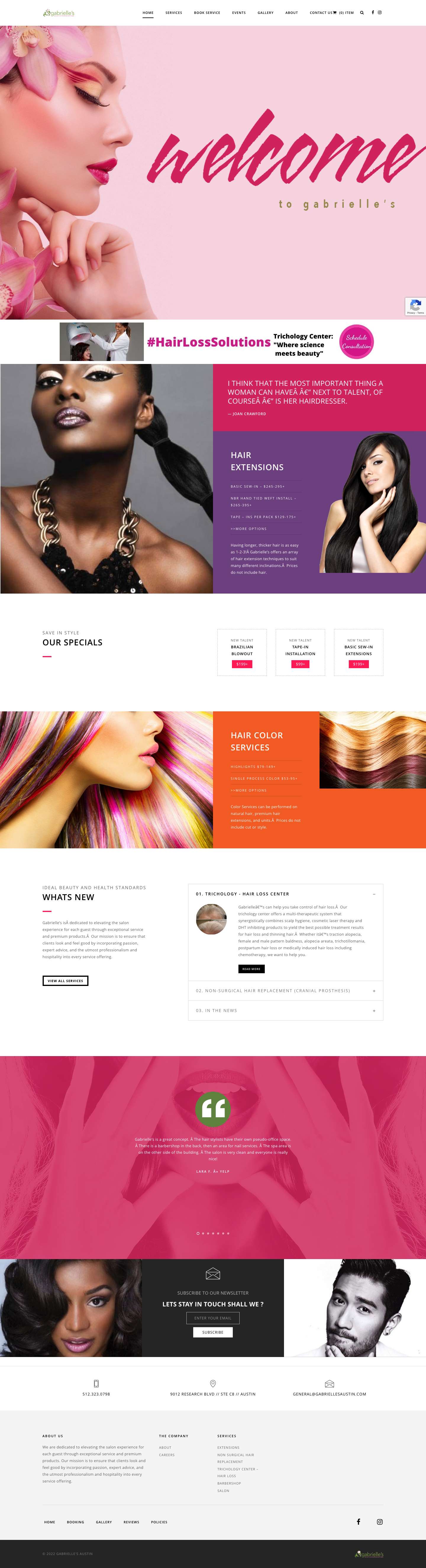 Hair Extensions and Treatments - Gabrielle's Austin - Full Screenshot