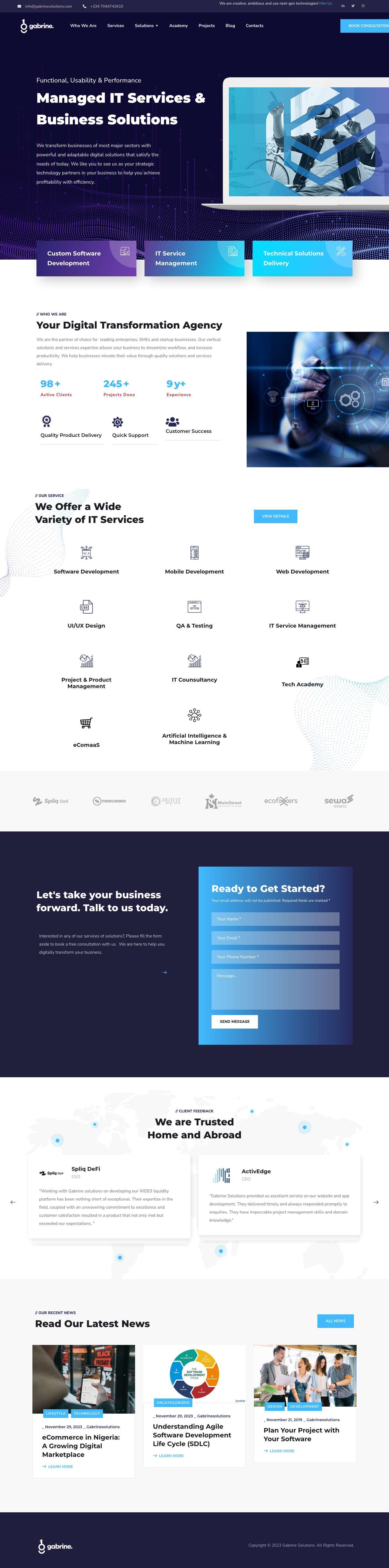 Gabrine Solutions – IT Solutions and ServiceseCommerceIT-project-management - Full Screenshot