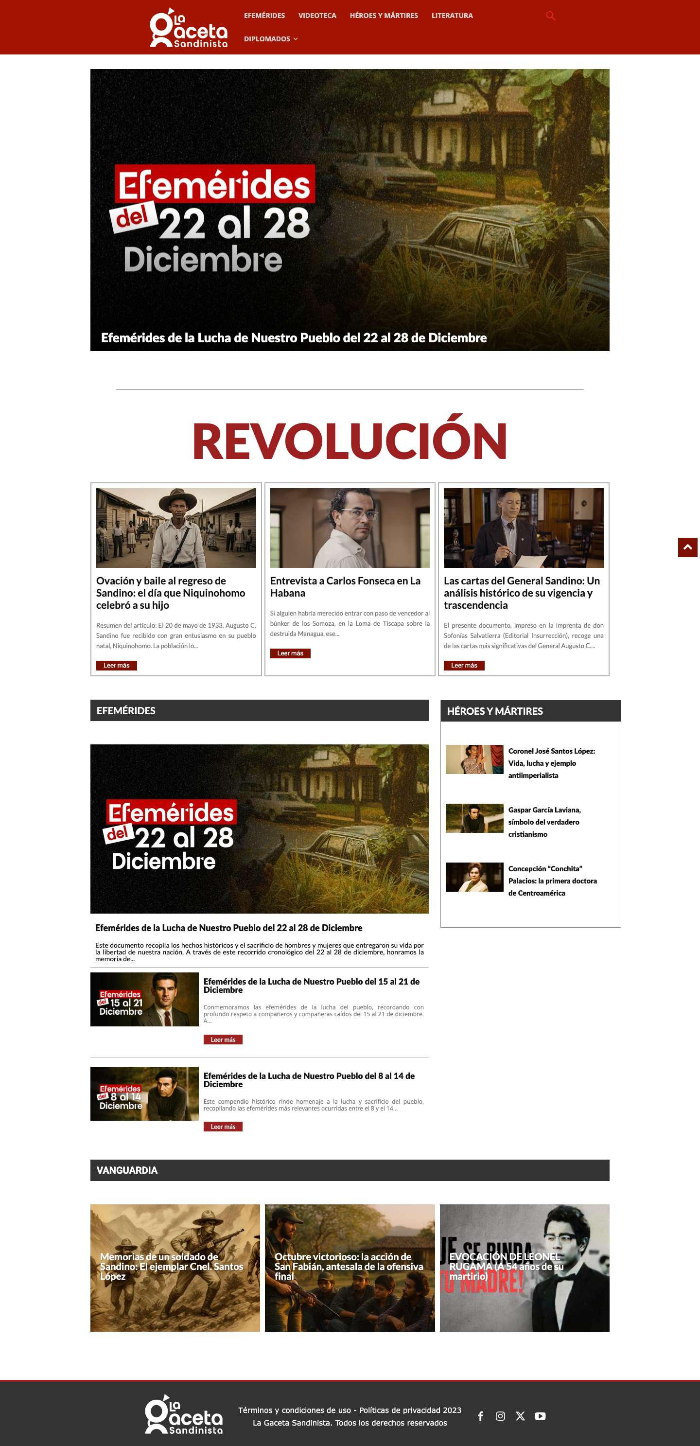 Gestas | La Gaceta Sandinista - Full Screenshot