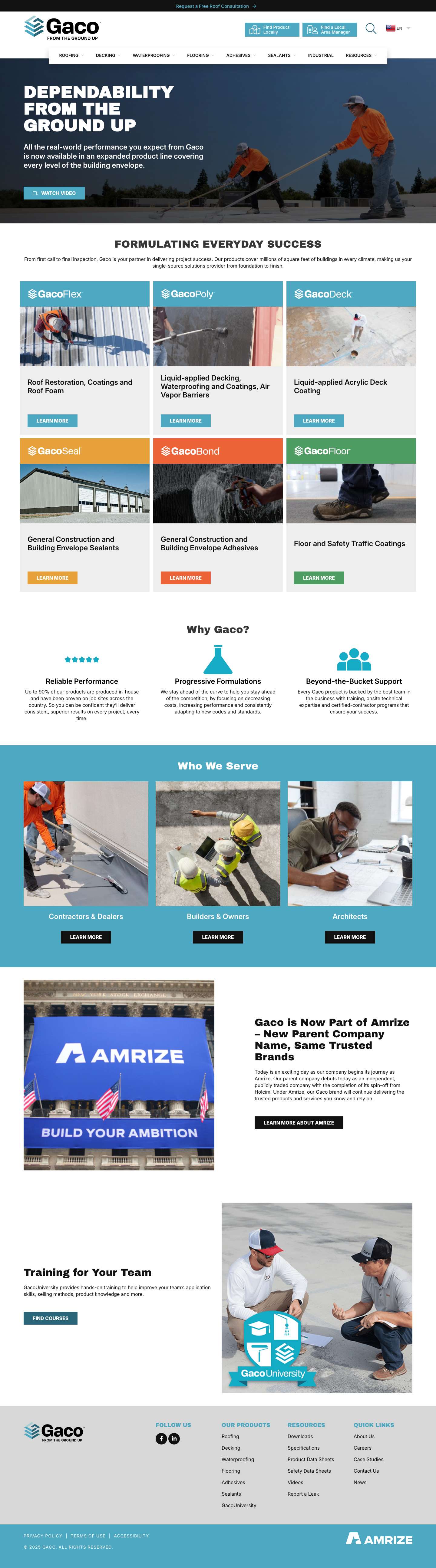 Gaco™ - Silicone Roofing Systems, Waterproofing & Insulation : Gaco™ - Full Screenshot