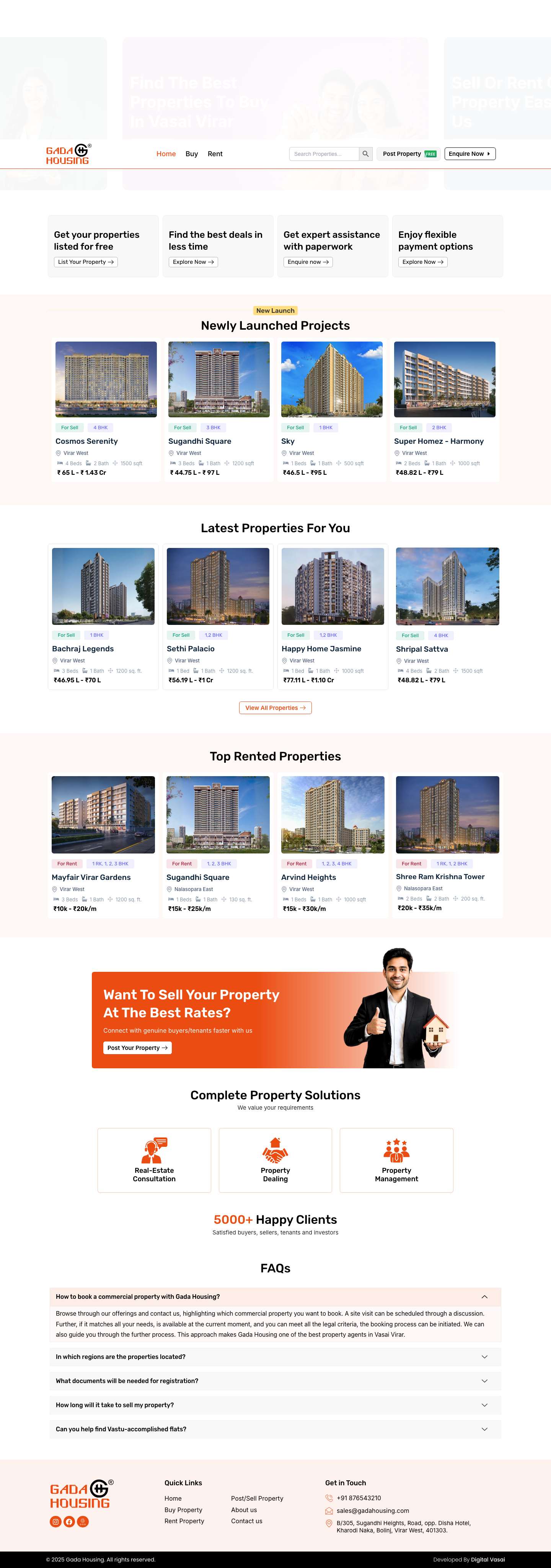 Gada Housing - Buy, Sell, Rent Property in Vasai Virar - Full Screenshot