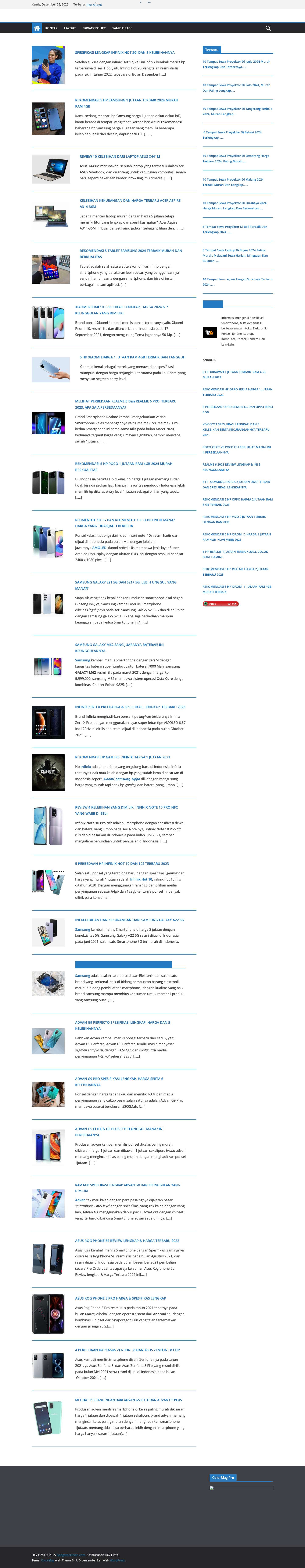 GadgetKekinian.com - Informasi mengenai dunia Gadget dan Teknologi Terbaru Cari Tahu Spesifikasi dan harga Smartphone impian anda - Full Screenshot