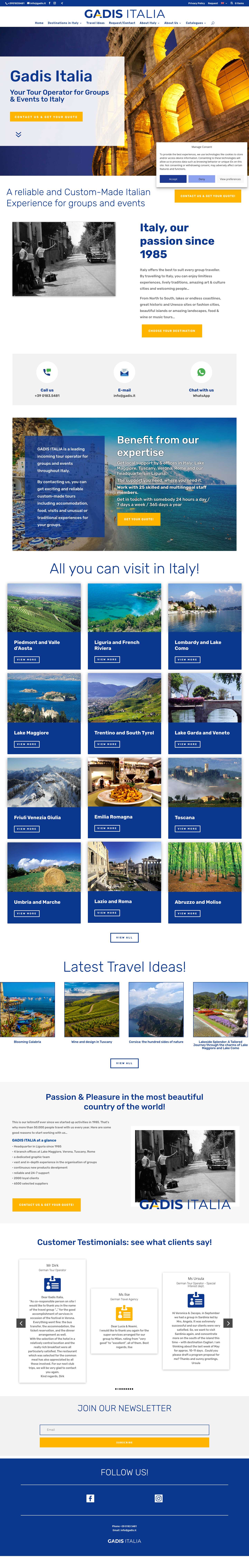 Home - Gadis Italia - Tour Operator - Full Screenshot