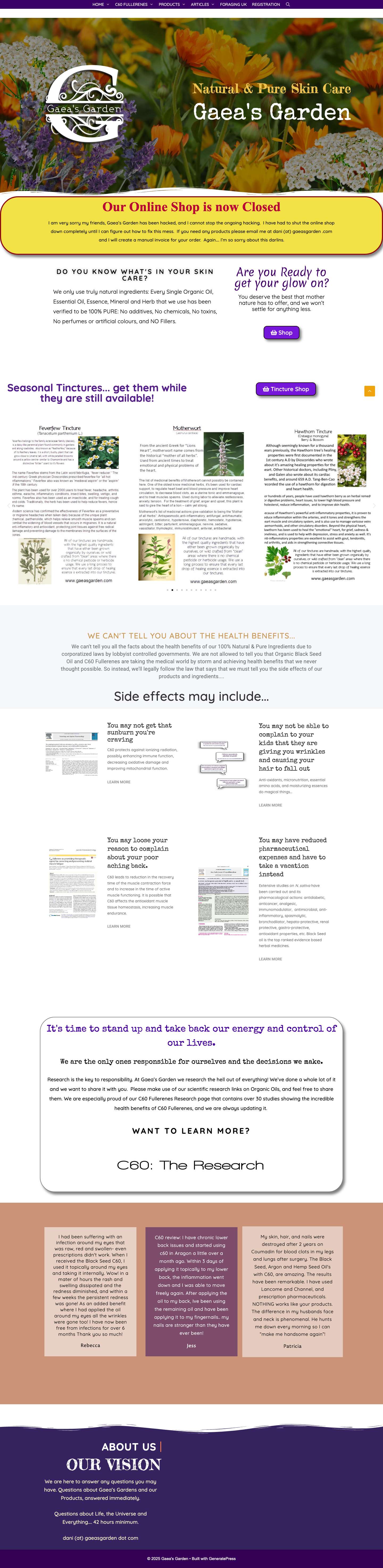 Gaea's Garden – Truly Pure & Natural Skincare - Full Screenshot