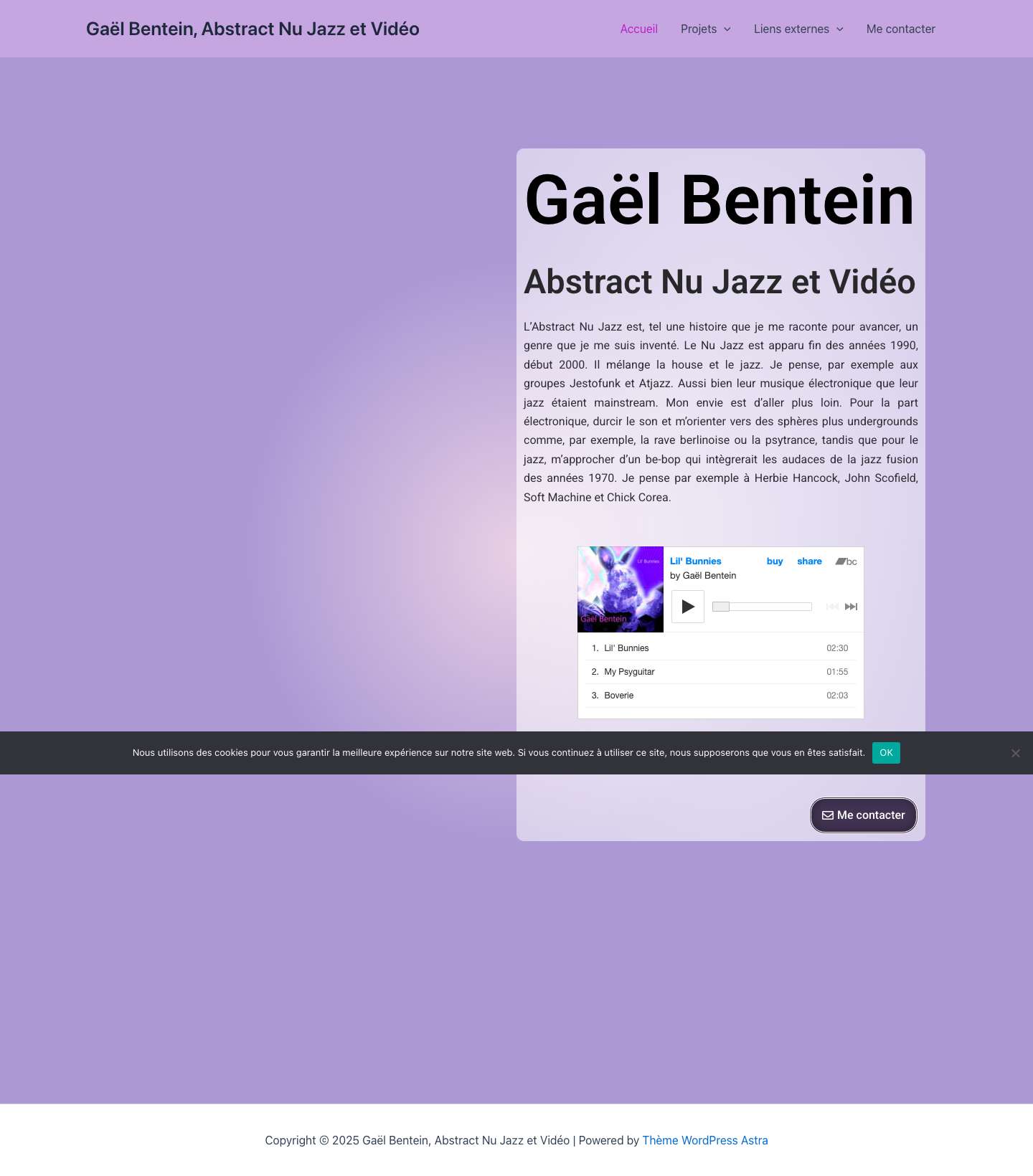 Accueil - Gaël Bentein, Abstract Nu Jazz et Vidéo - Full Screenshot