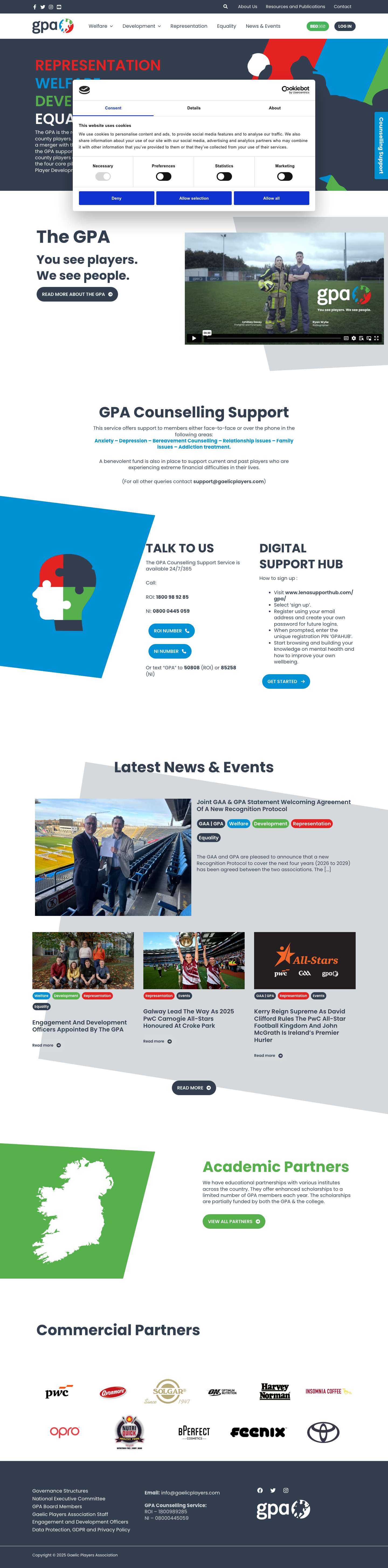 Home - Gaelic Players Association - Full Screenshot