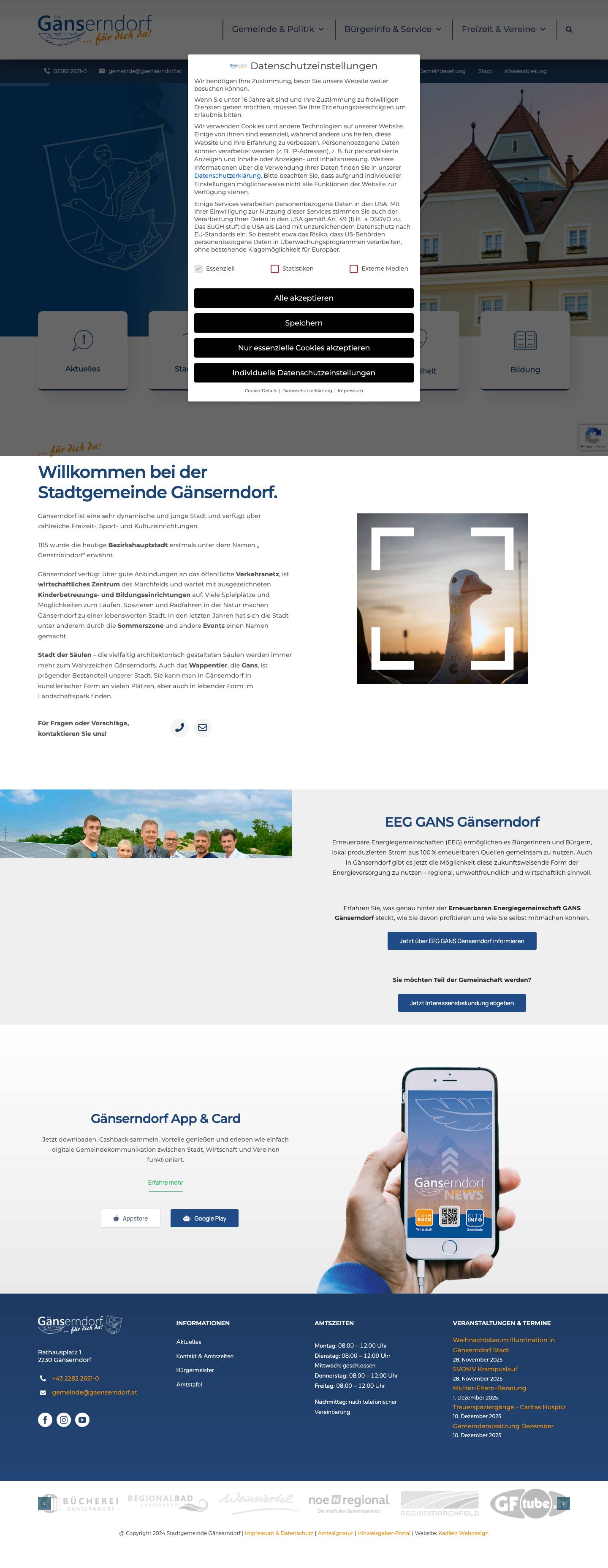 Stadtgemeinde Gänserndorf – Webauftritt der Stadtgemeinde Gänserndorf - Full Screenshot