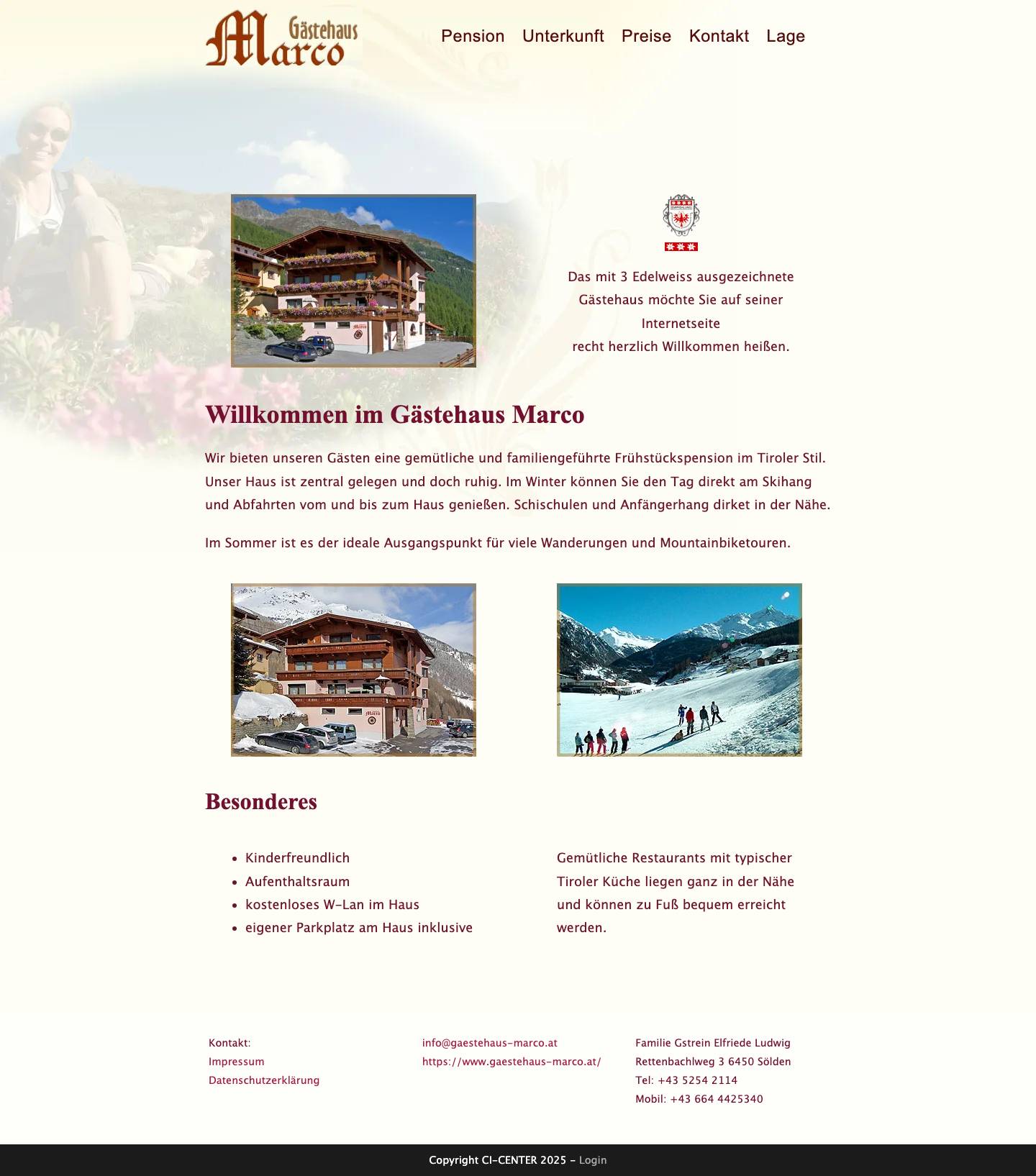 Pension - Gästehaus Marco in Sölden - Full Screenshot