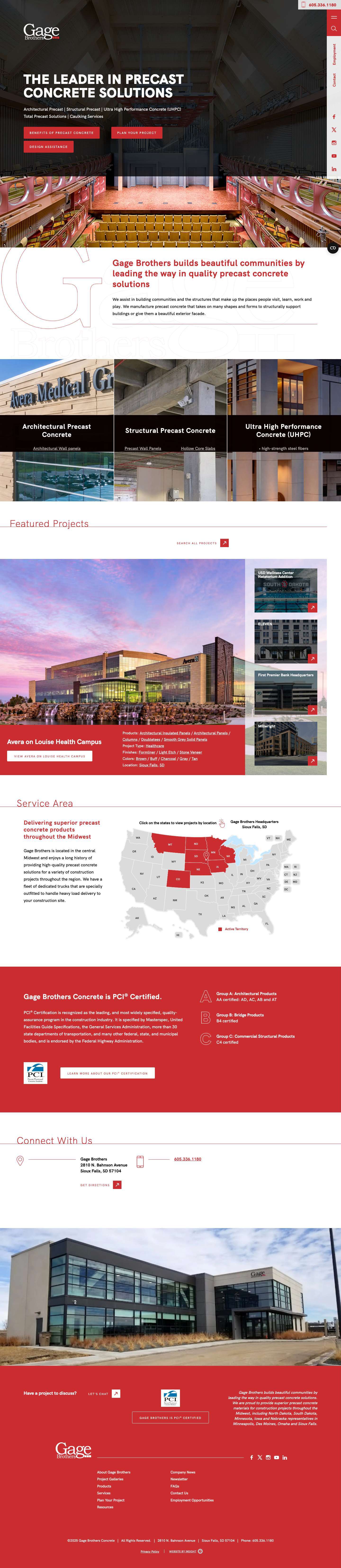 Gage Brothers | The Leader in Precast Concrete Solutions - Full Screenshot