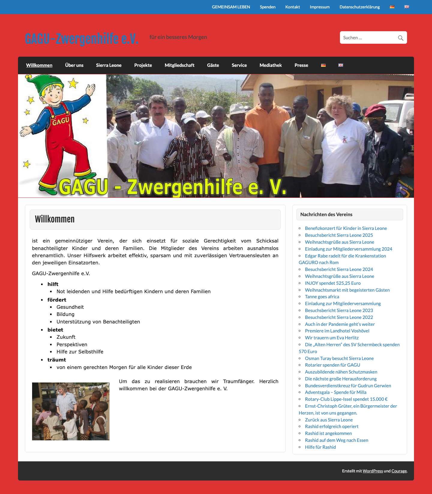 GAGU-Zwergenhilfe e.V. – für ein besseres Morgen - Full Screenshot