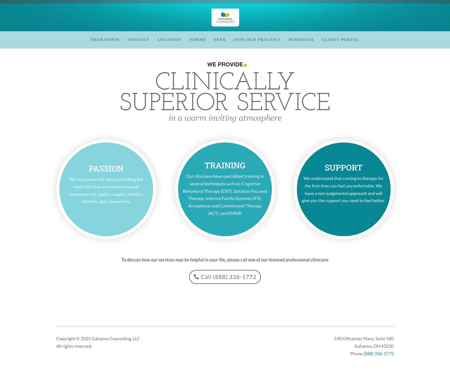 Clinically Superior Service | Gahanna Counseling - Full Screenshot