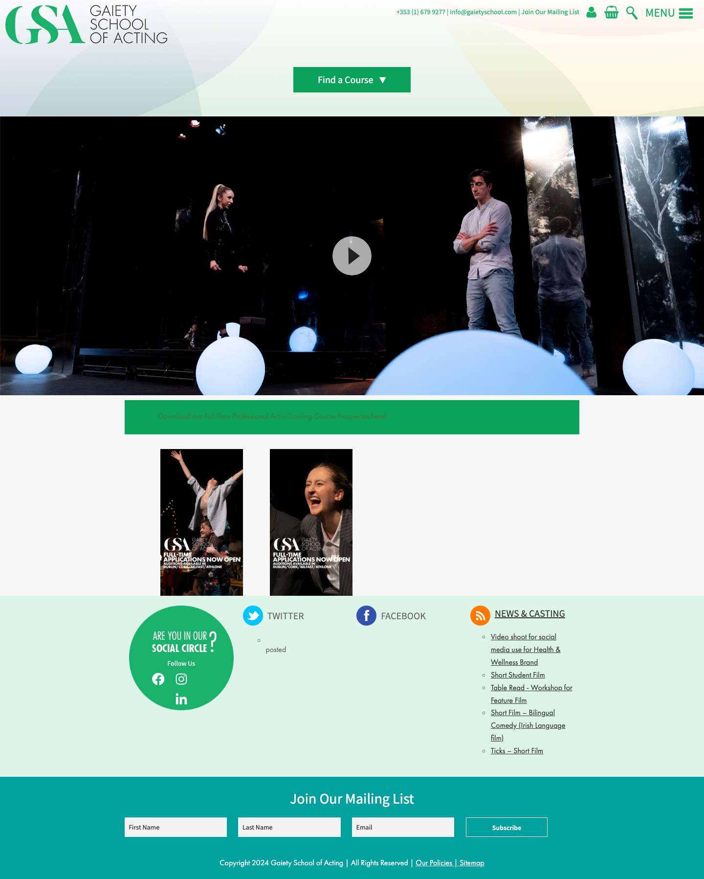 Home - Gaiety School Of Acting - Full Screenshot