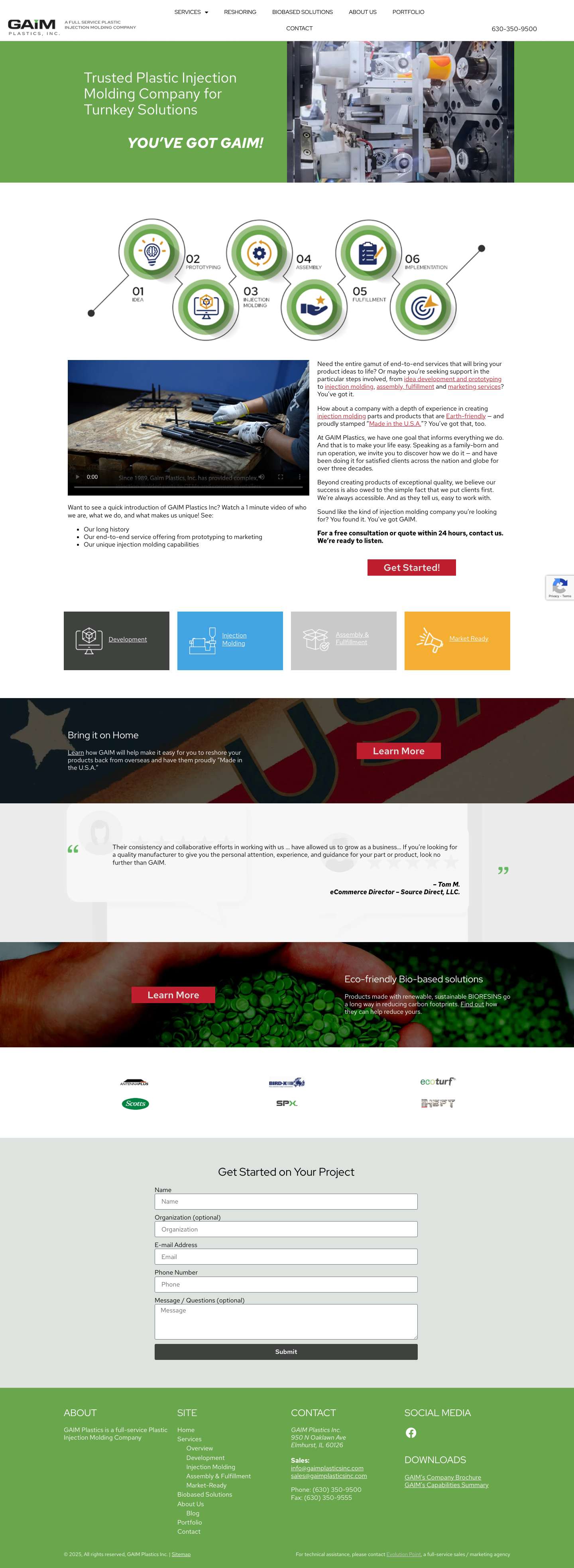 Plastic Injection Molding Company | Home | GAIM Plastics: Turnkey Plastics Contract Manufacturing - Full Screenshot
