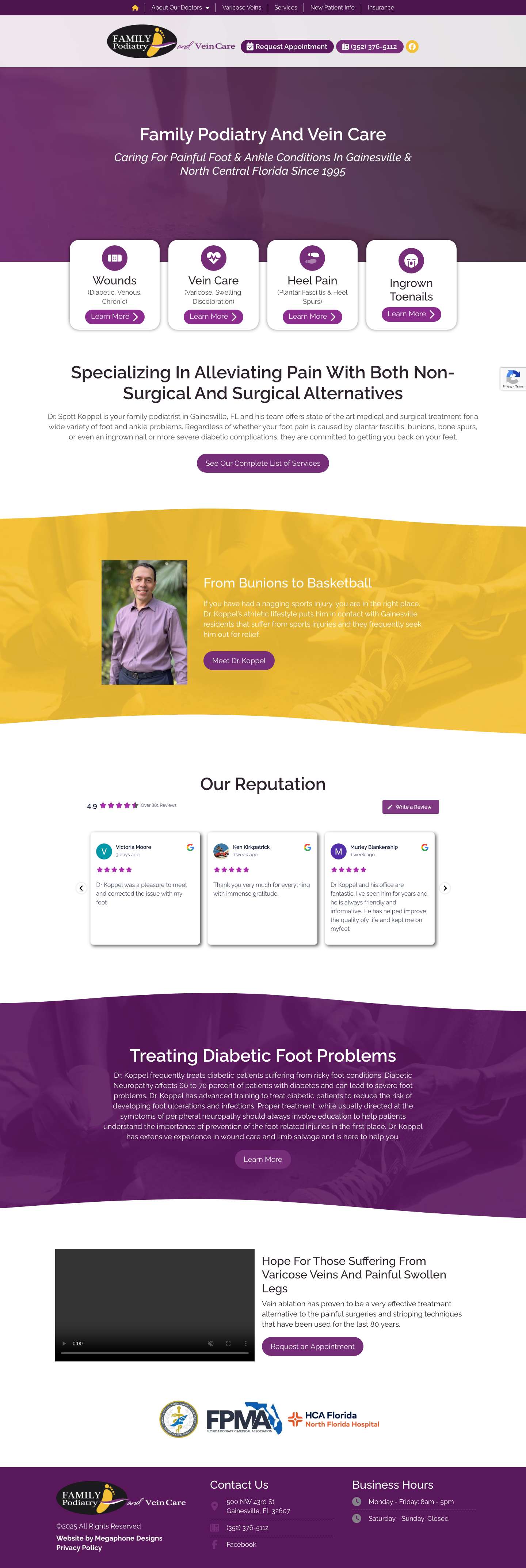 Homepage - Family Podiatry and Vein Care - Full Screenshot