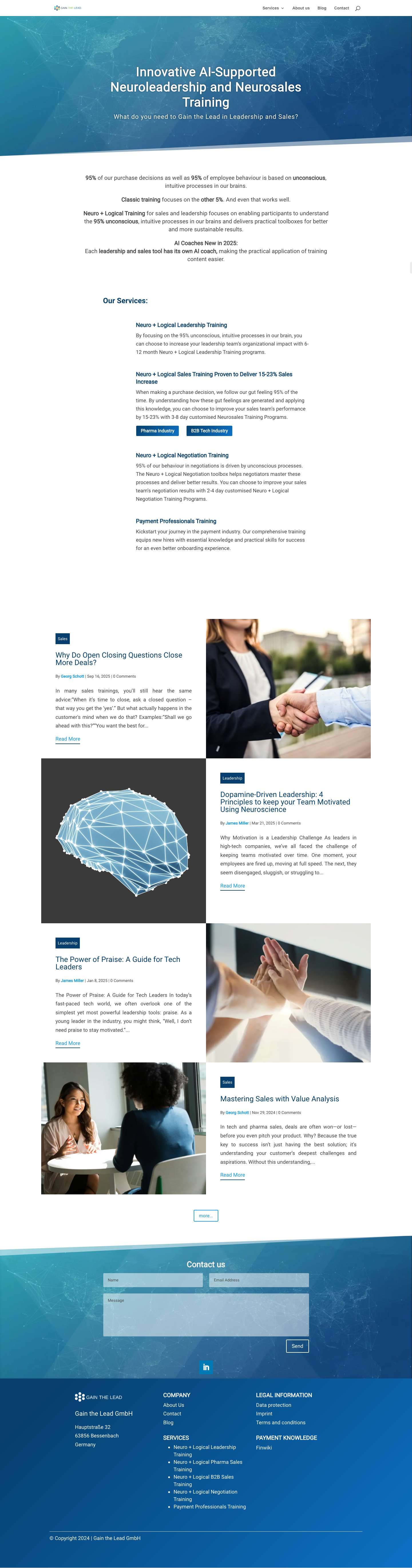 Home - Gain the Lead | Tech and Pharma Training & Coaching - Full Screenshot