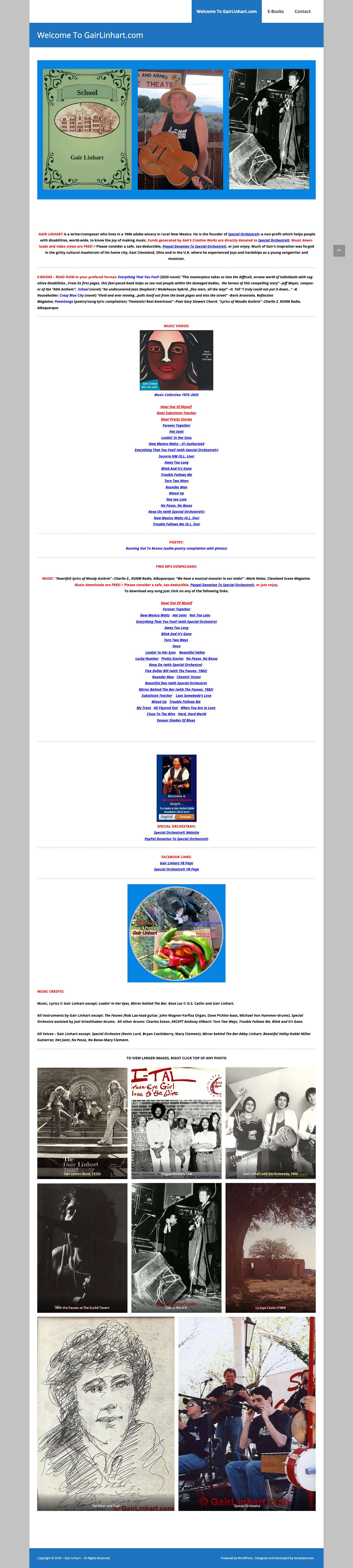 Gair Linhart, musician, writer and composer. - Full Screenshot