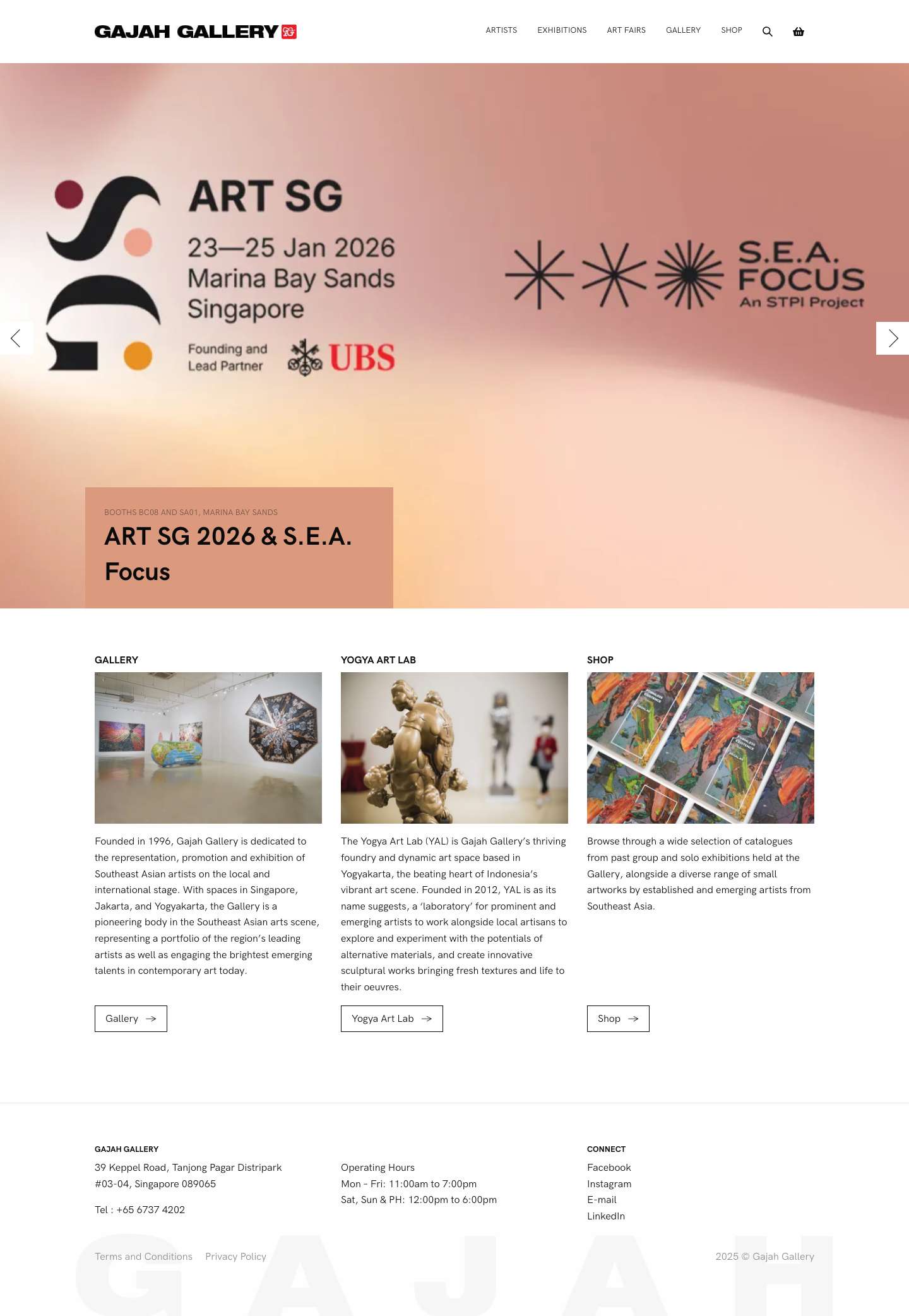 Gajah Gallery – Promoting Southeast Asia’s leading modern and contemporary artists since 1996. - Full Screenshot