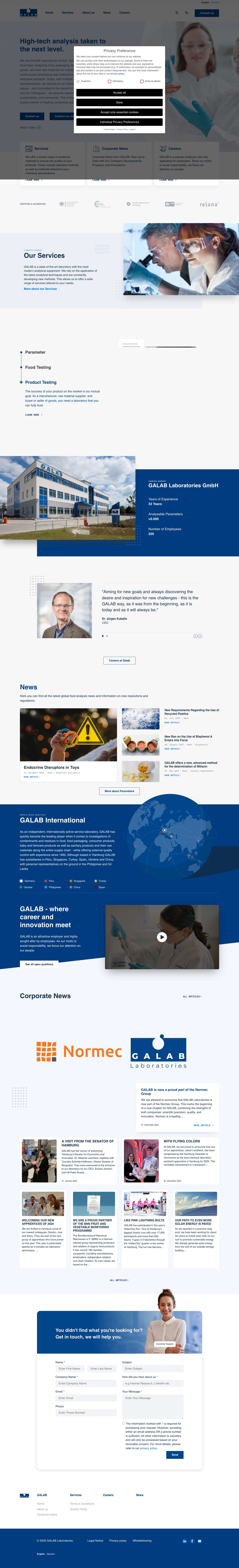 Galab Laboratories GmbH - A leading player in the field of laboratory analysis. - Full Screenshot