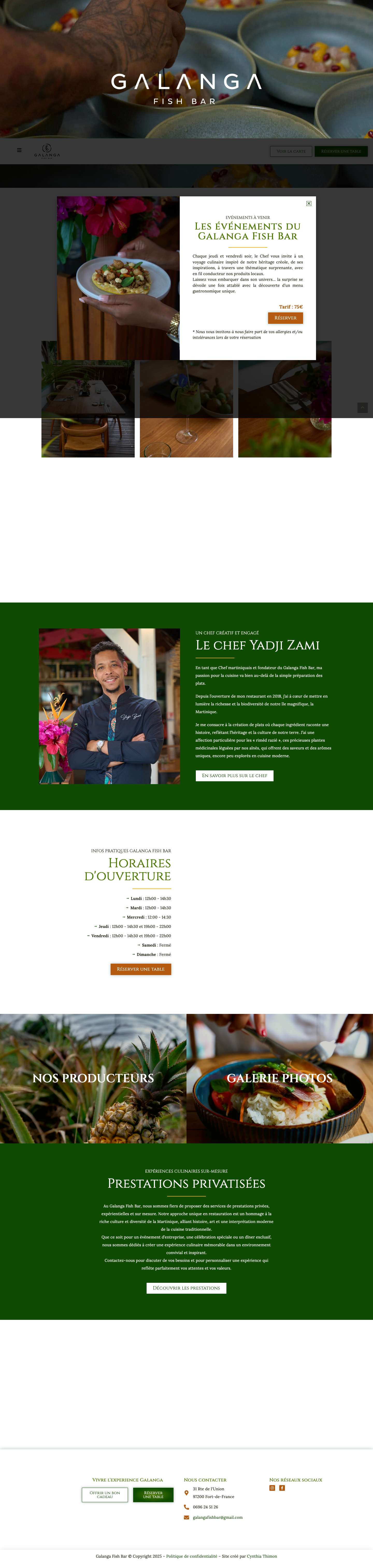 Galanga Fish Bar - Restaurant créatif locavore en Martinique - Full Screenshot