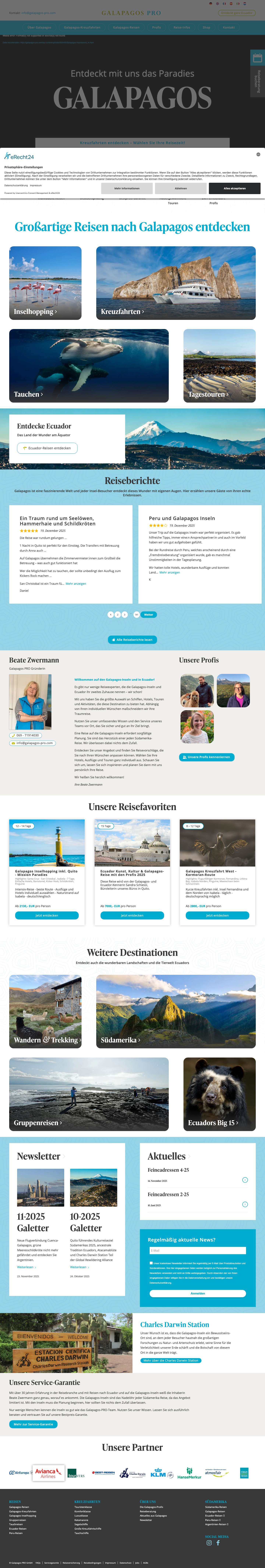 Entdeckt das Paradies Galapagos | Galapagos Profi-Reisen - Full Screenshot