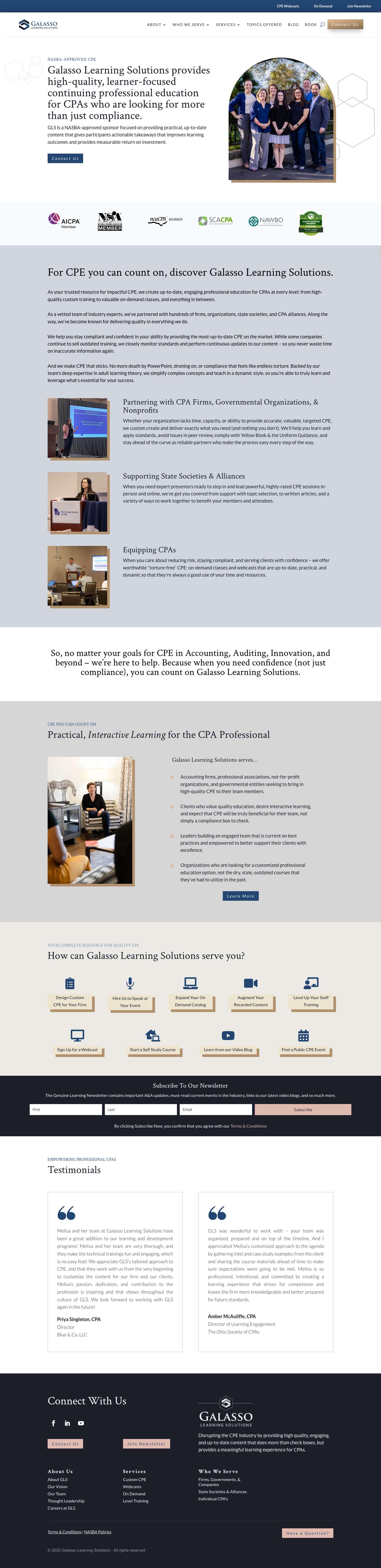 Premier NASBA-Approved CPE Training for CPA - Galasso Learning Solutions - Full Screenshot