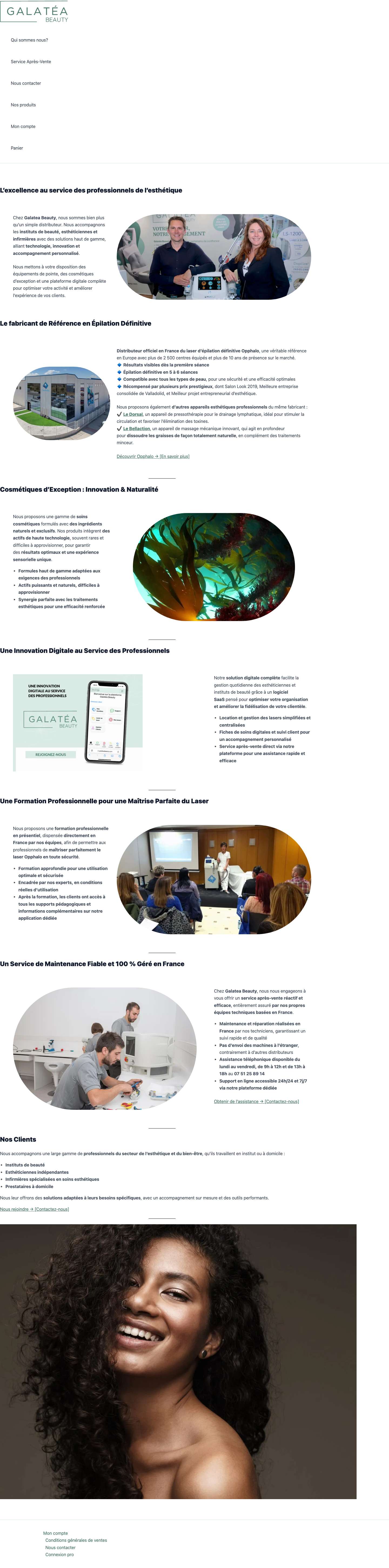 Distributeur d'appareils esthétiques pour les Experts de la beauté - Full Screenshot