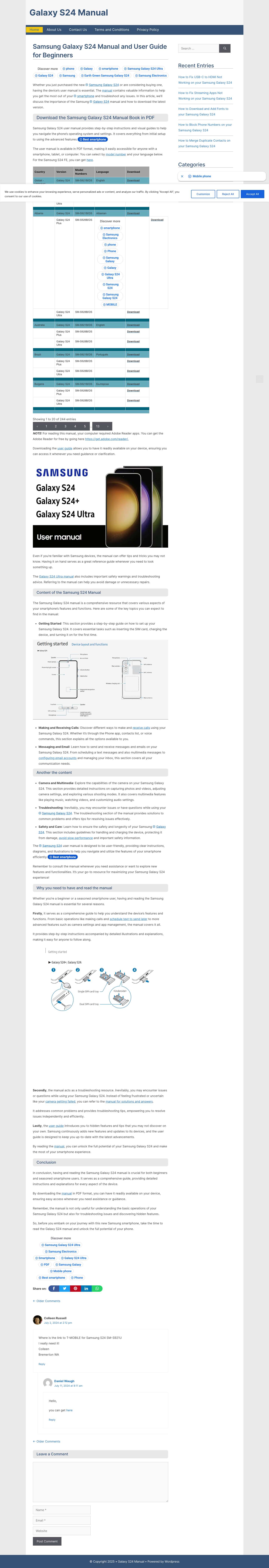Galaxy S24 Manual Instructions and User Guide PDF - Full Screenshot