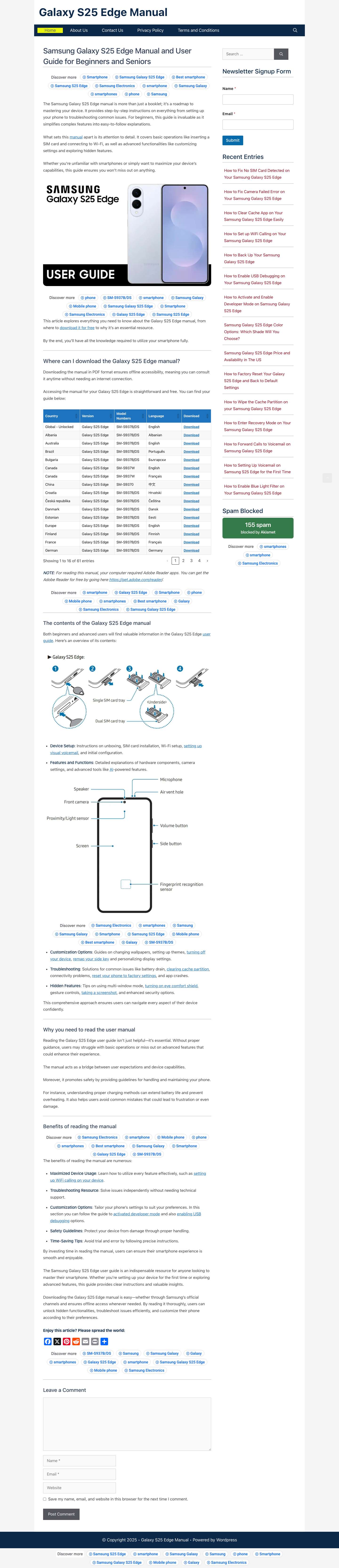 Galaxy S25 Edge Manual and User Guide for Beginners - Full Screenshot