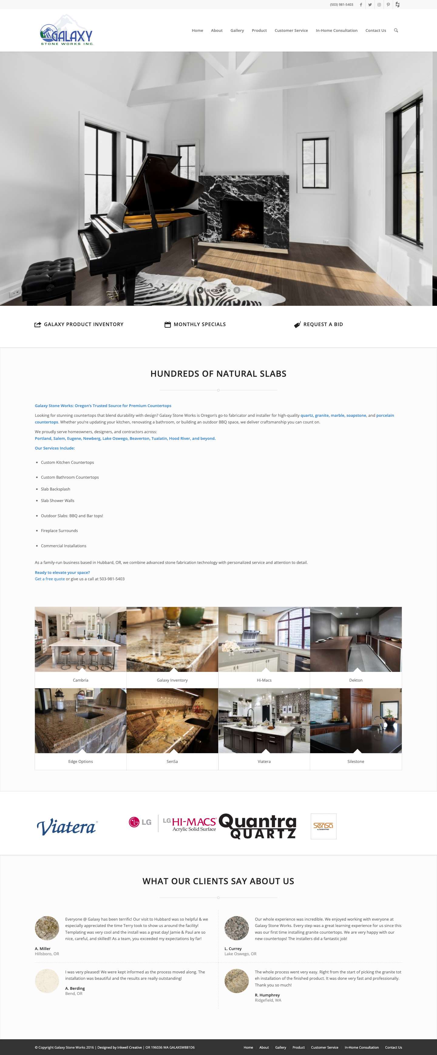 Quartz & Granite Countertops in Oregon | Galaxy Stone Works - Full Screenshot