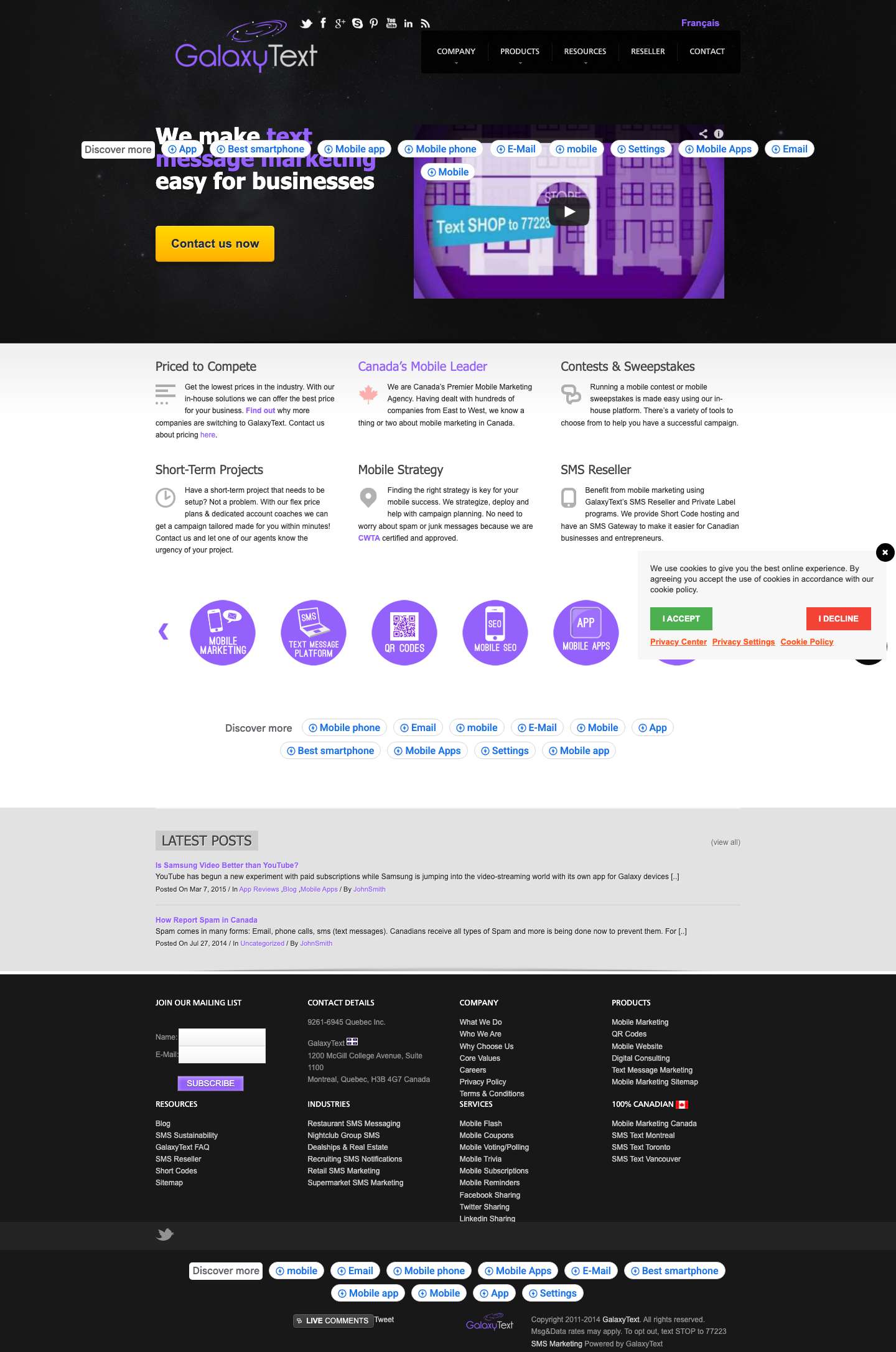 Home - GalaxyText Mobile Marketing - Full Screenshot