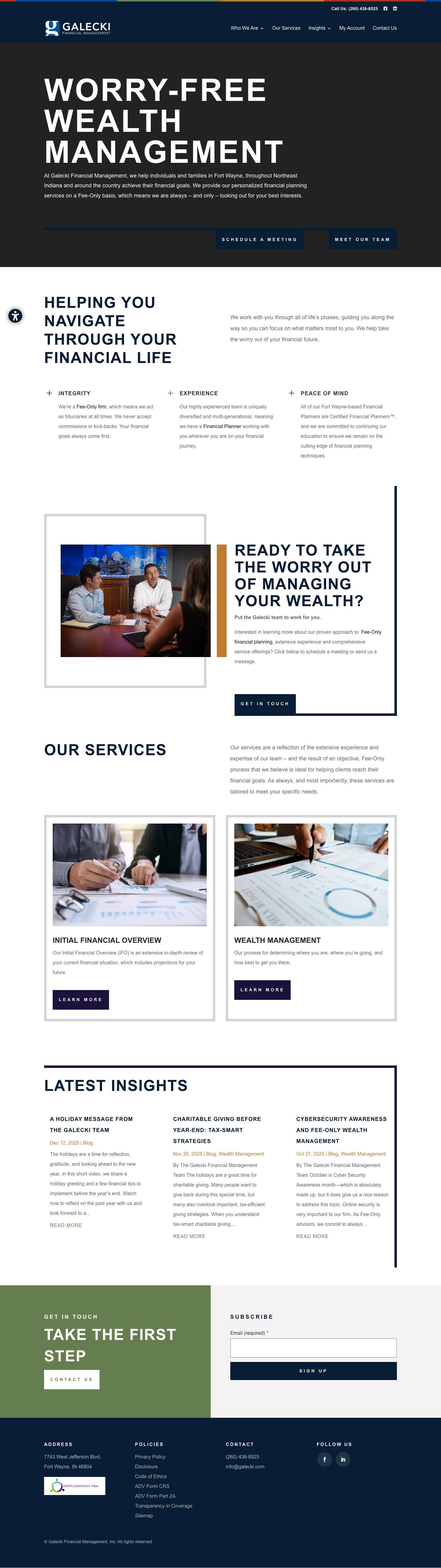 Fee Only Wealth Management | Galecki Financial Management - Full Screenshot