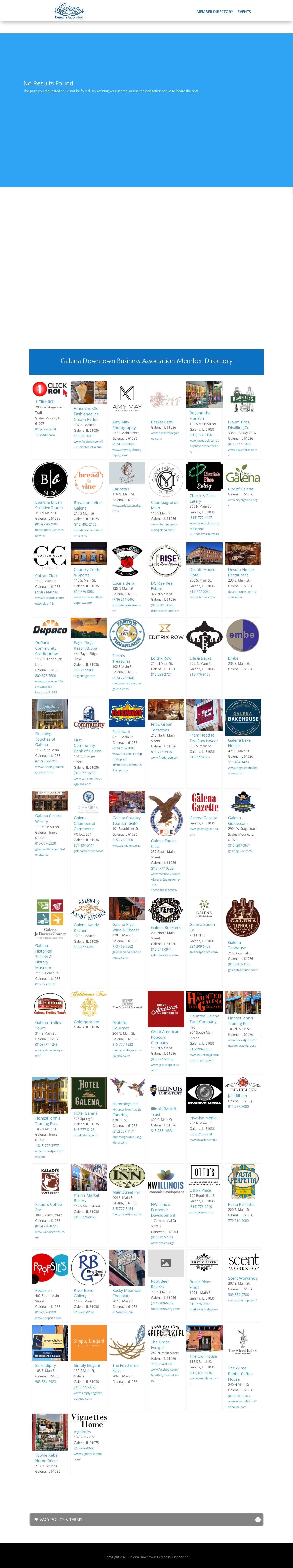 Galena Downtown Business Association | Galena's local business connection. - Full Screenshot