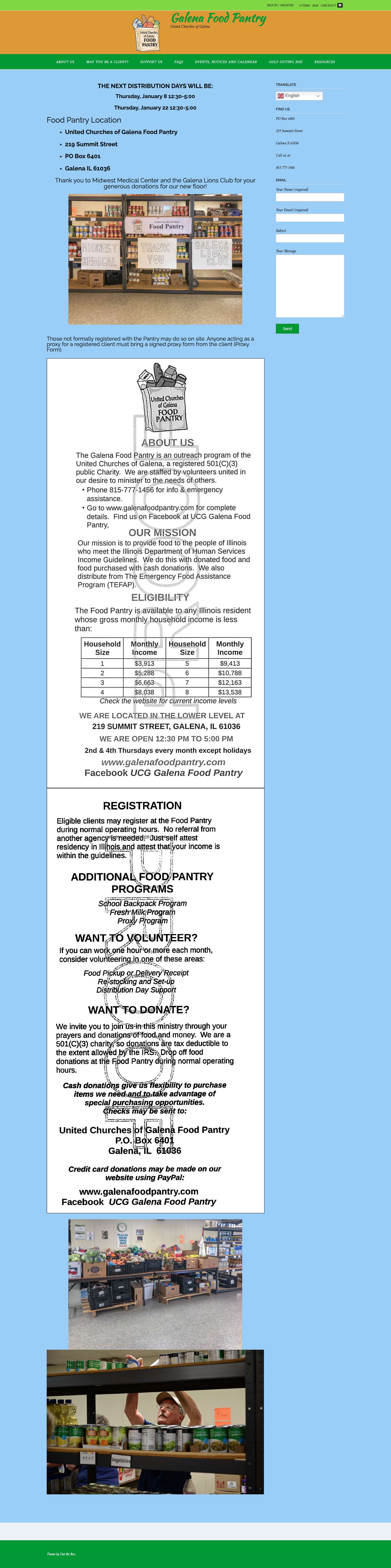 Welcome to the Galena Food Panty - Galena Food Pantry - Full Screenshot