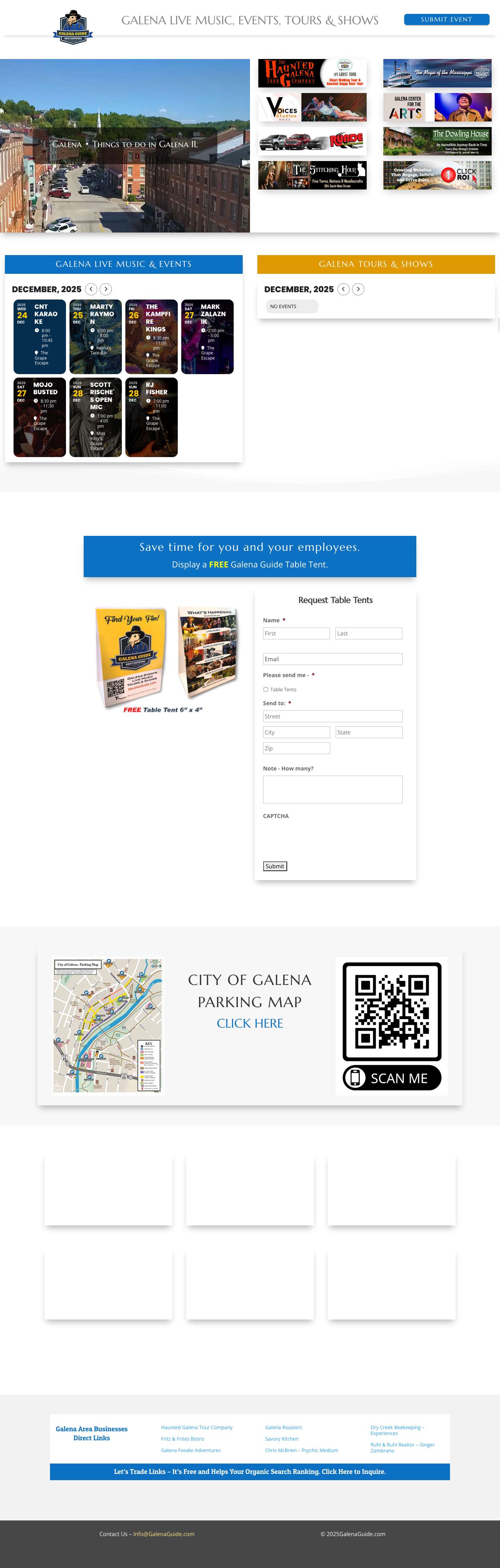 Galena IL Live Music, Events, Shows, Things to Do | GalenaGuide.com - Full Screenshot