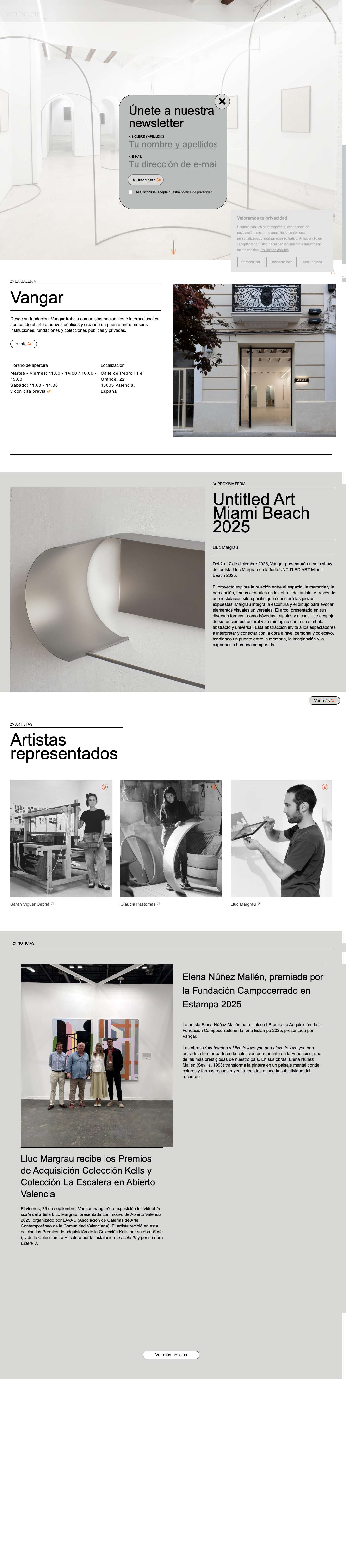 Vangar - Contemporary art gallery in Valencia, Spain. - Full Screenshot