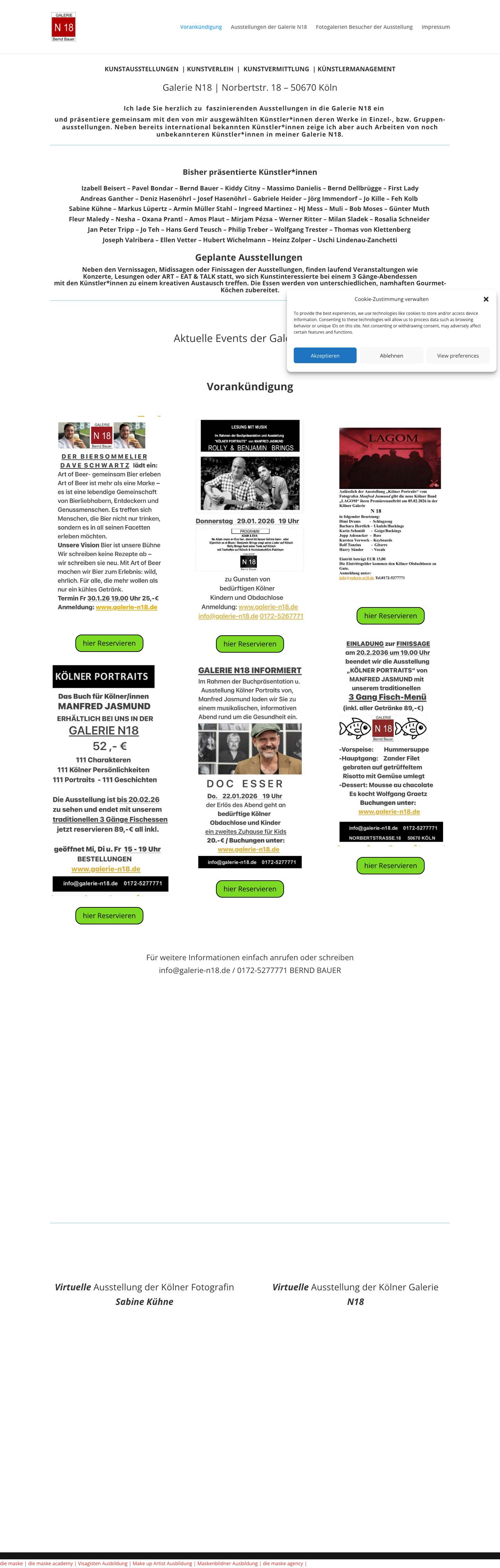 Galerie N18 | Ausstellungs Vorankündigung - Galerie N18 - Full Screenshot