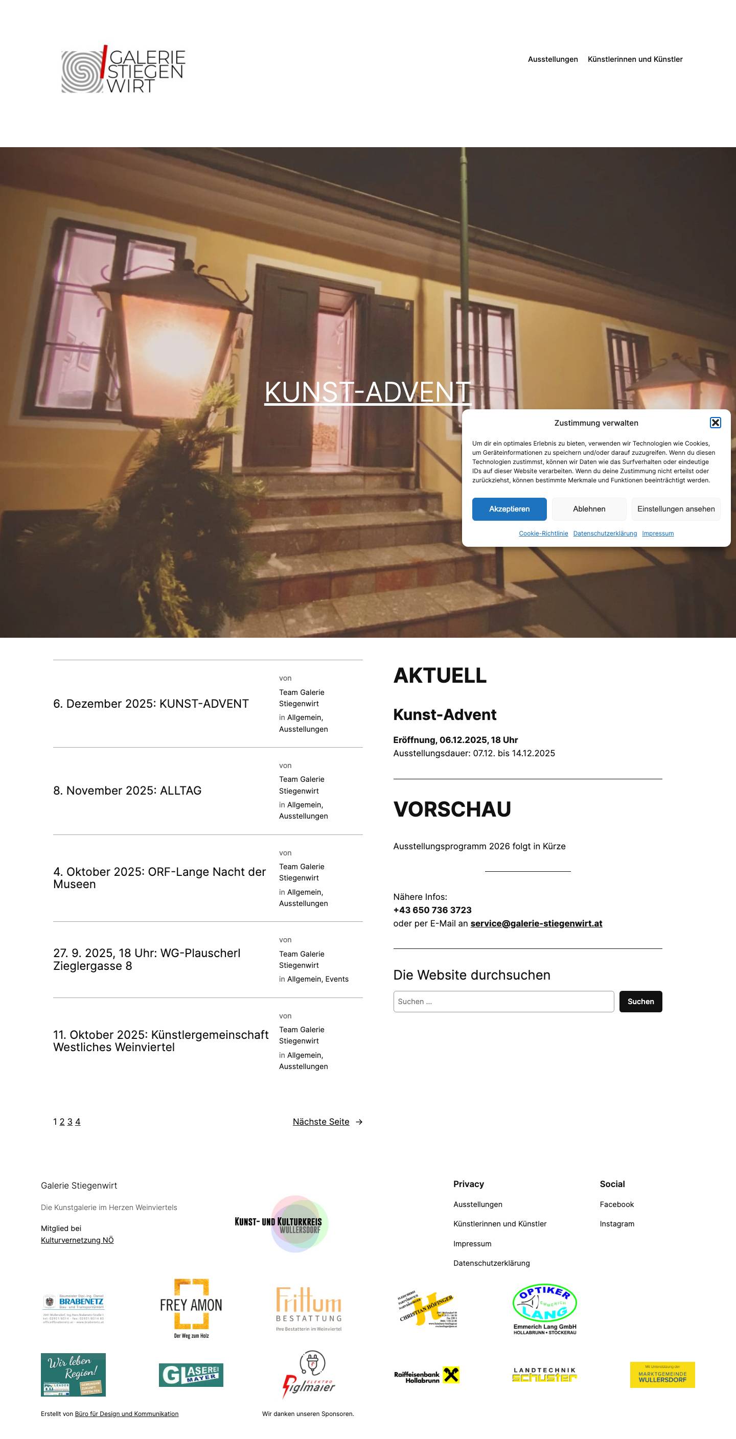 Galerie Stiegenwirt - Die Kunstgalerie im Herzen Weinviertels - Full Screenshot