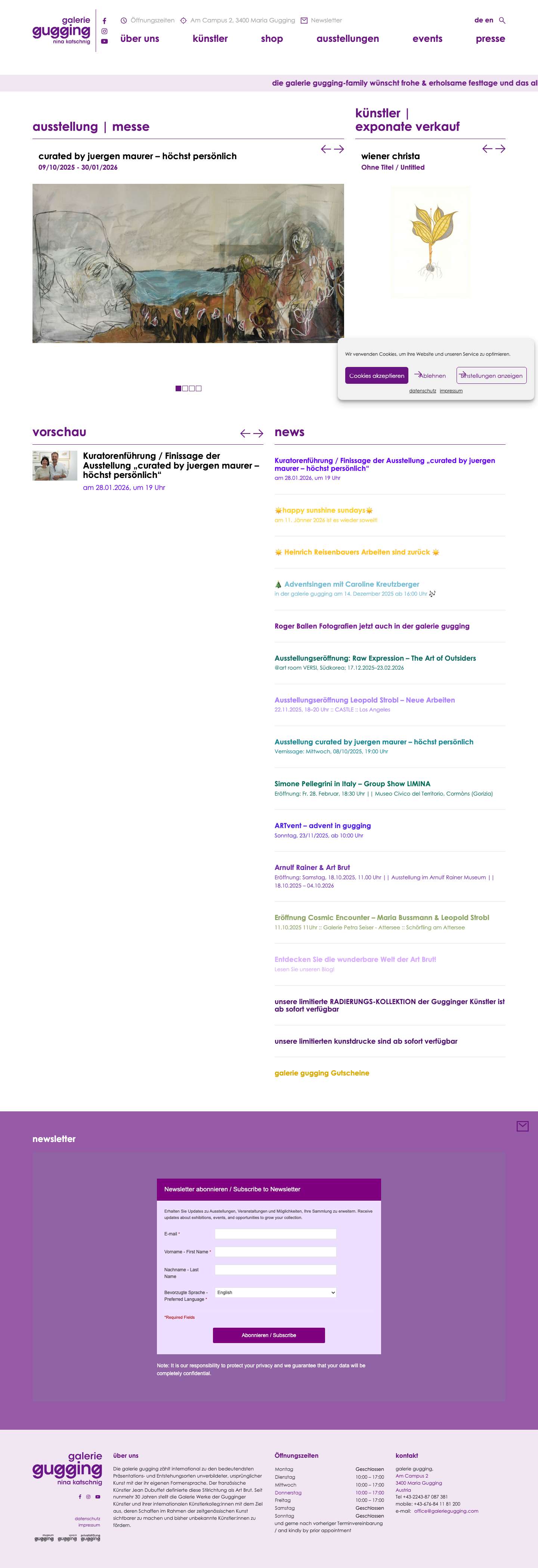 Galerie Gugging – Nina KatschnigGalerie der Künstler aus Gugging Betriebs GmbH - Full Screenshot