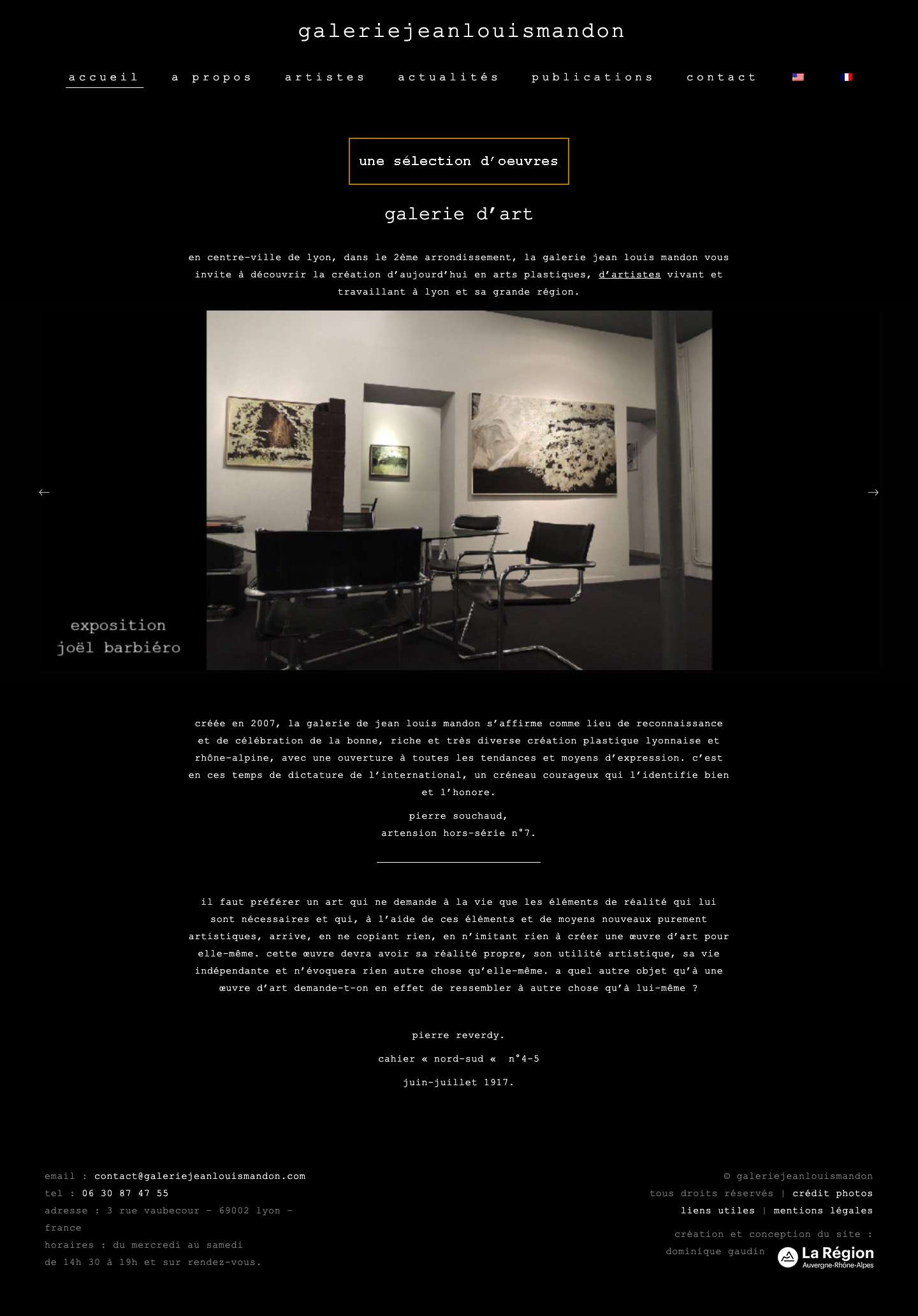 Galerie Jean-Louis Mandon - Galerie d'art Lyon 2 - Full Screenshot