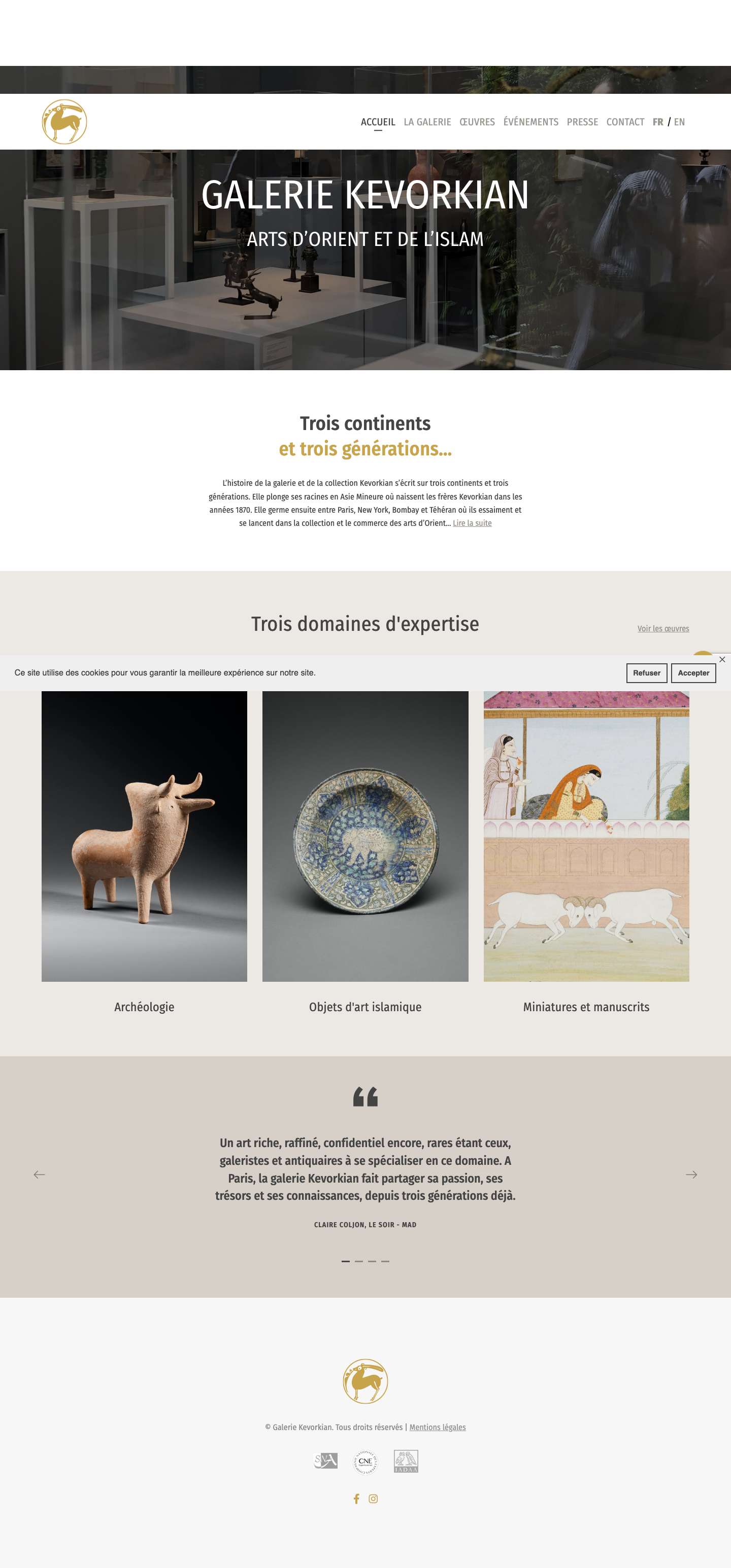 Galerie Kevorkian – Arts d’Orient et de l’Islam - Full Screenshot