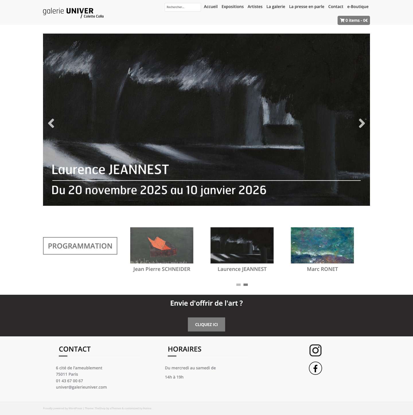 Galerie Univer / Colette Colla – Galerie d'art contemporain : peinture, dessin, sculpture, photo, gravure - Full Screenshot