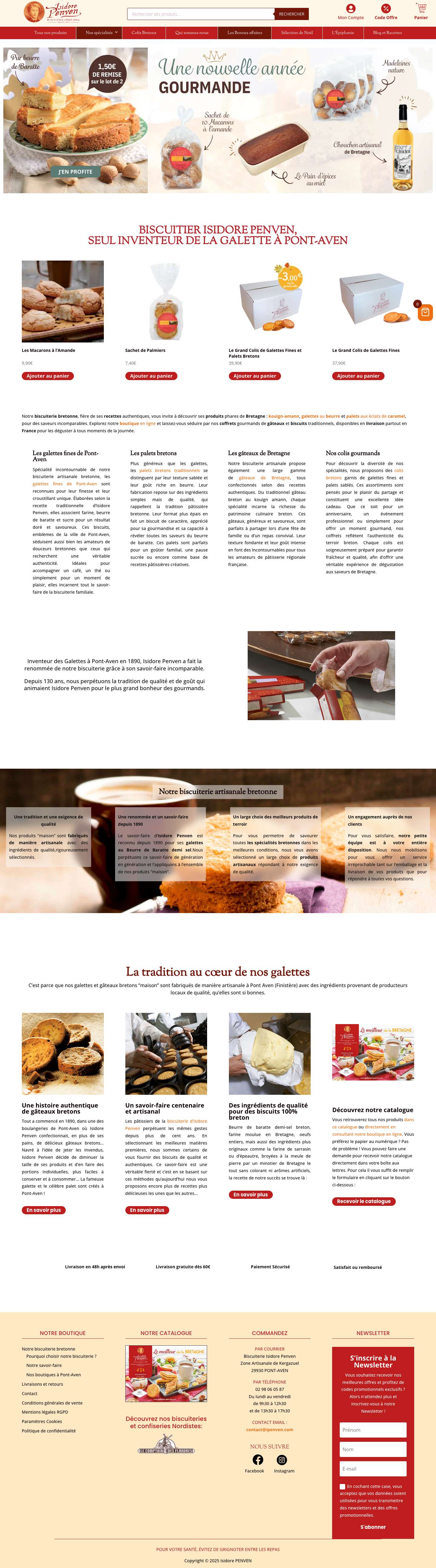 Isidore Penven, Biscuiterie Bretonne artisanale à Pont-Aven - Full Screenshot