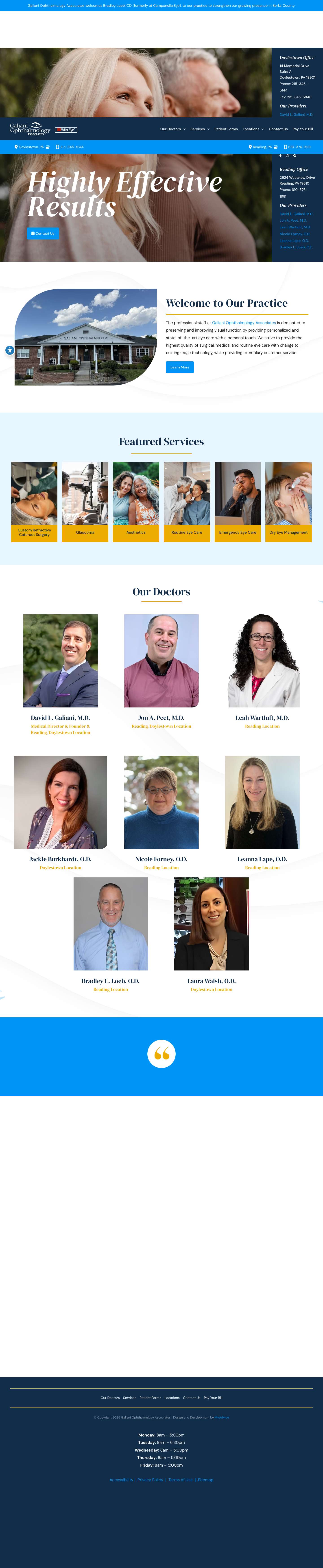 Ophthalmology Treatment Reading PA - Eye Care Doylestown PA - Full Screenshot